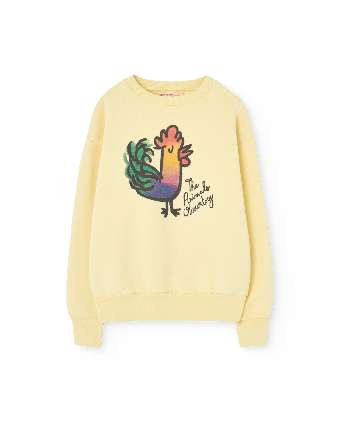 The Animals Observatory - Light Yellow Bear Sweatshirt- Rooster — front view flat lay
