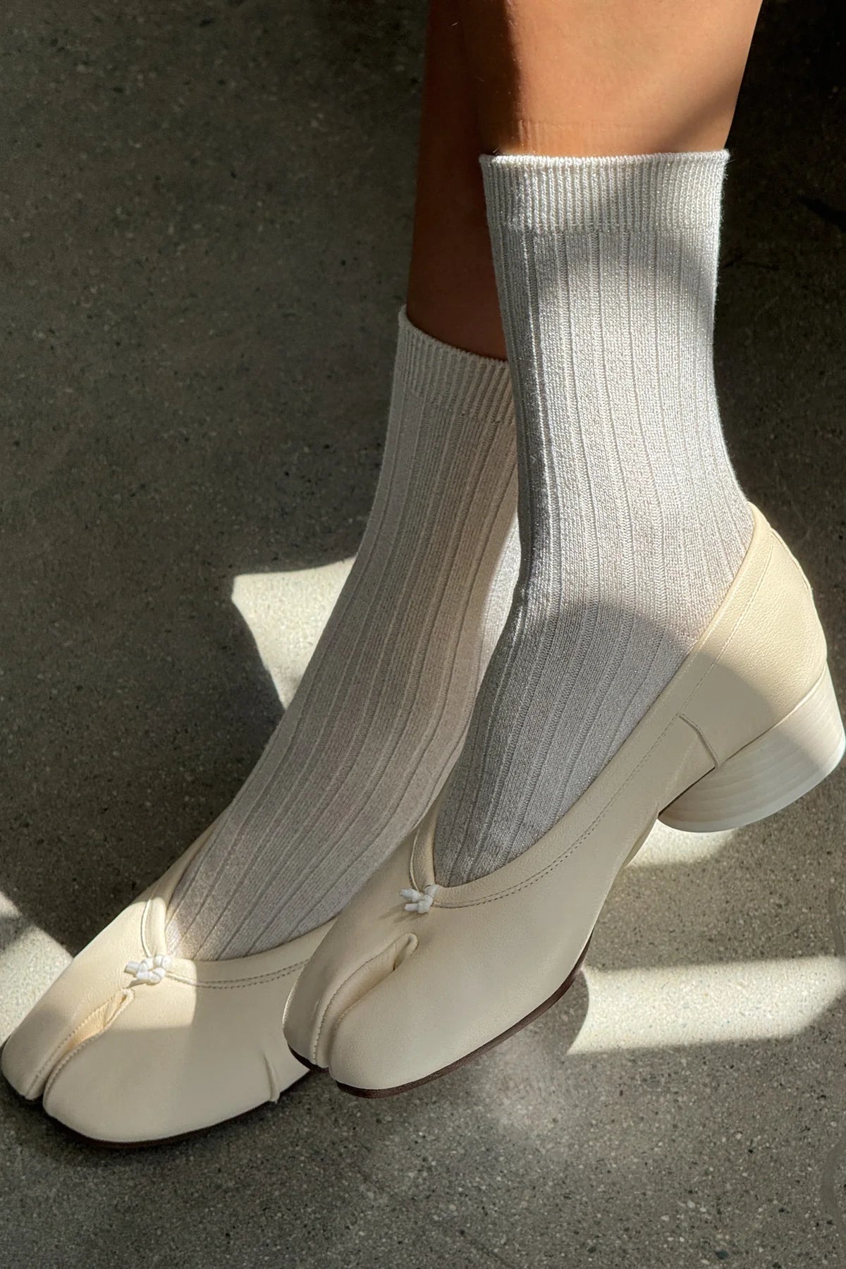 Le Bon Shoppe Her Socks Ivory Gold Sparkle - lifestyle styled