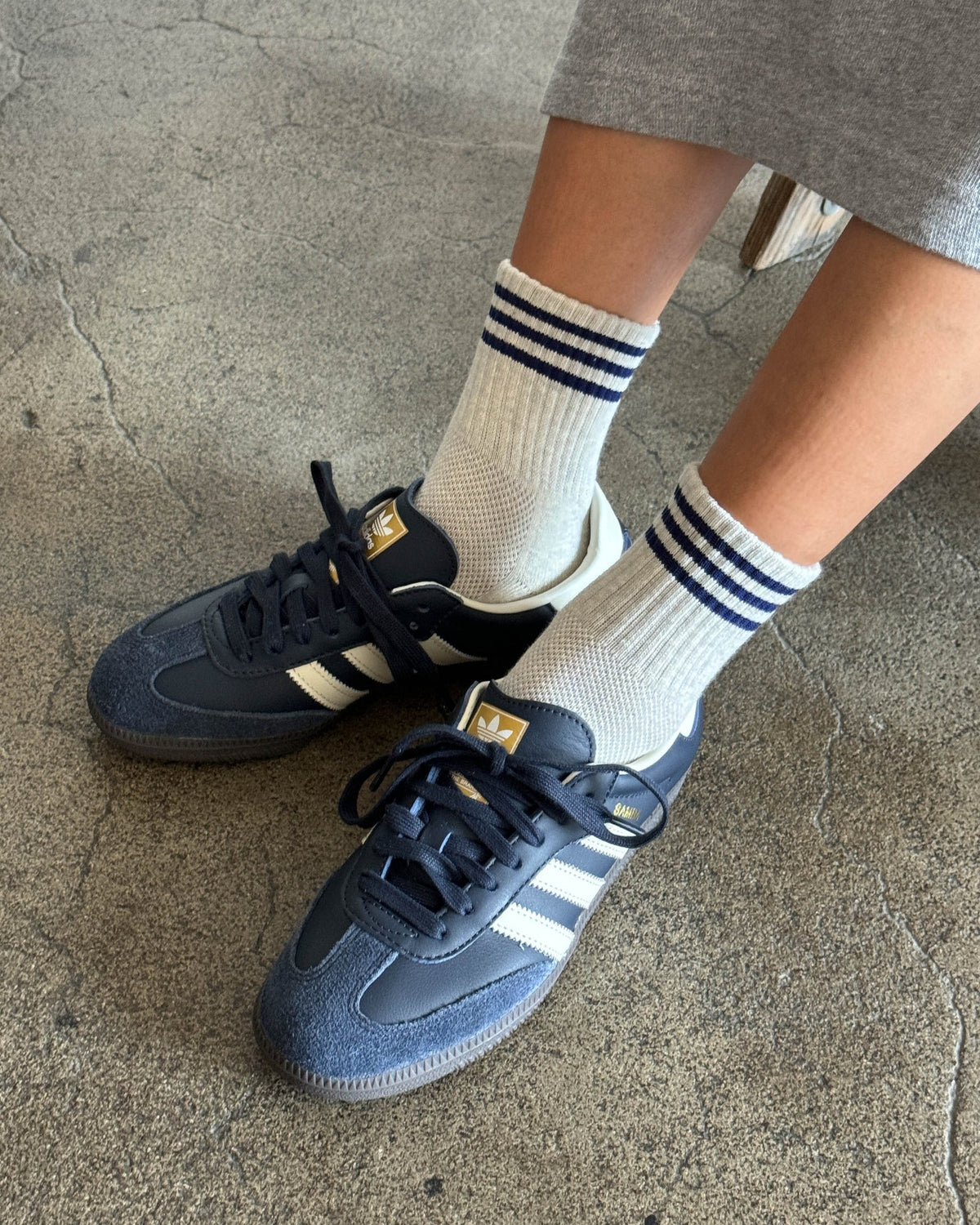 Sailor colourway crew socks with contrast stripe by Le Bon Shoppe