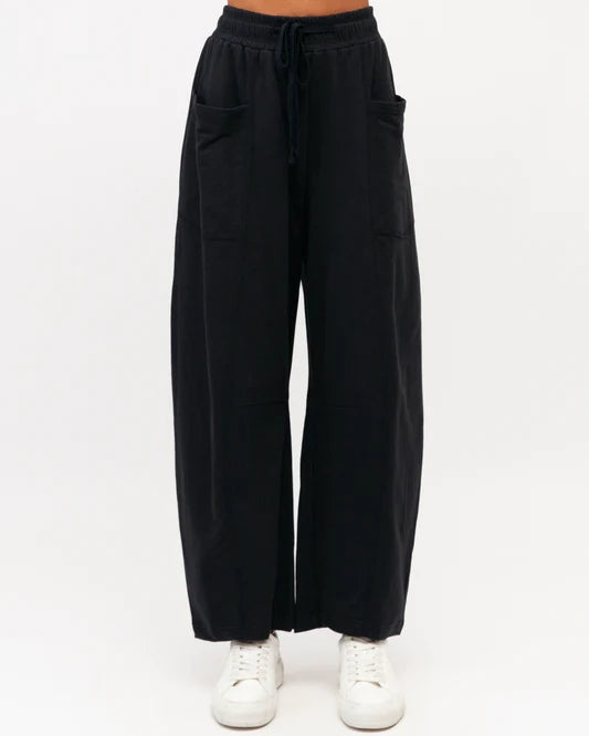 Label of Love - Barrel Leg Trackpant in Navy — side view