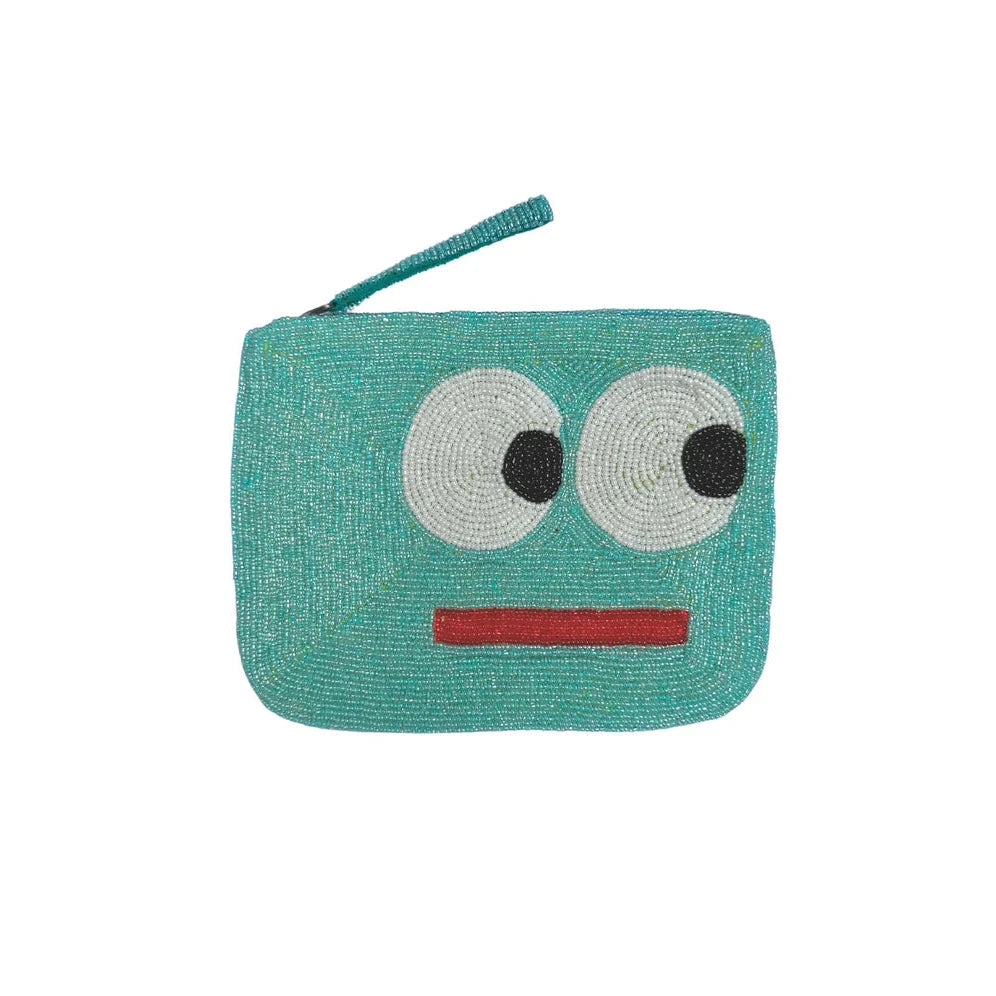 The Jacksons Big Eyes beaded purse blue - product view