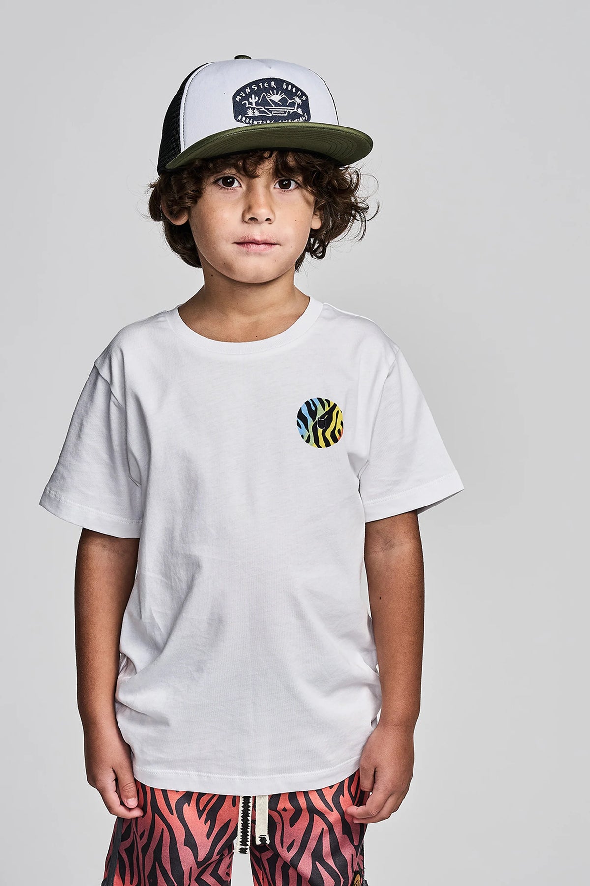 Munster Kids - Wild Logo Tee- White — styled lifestyle shot