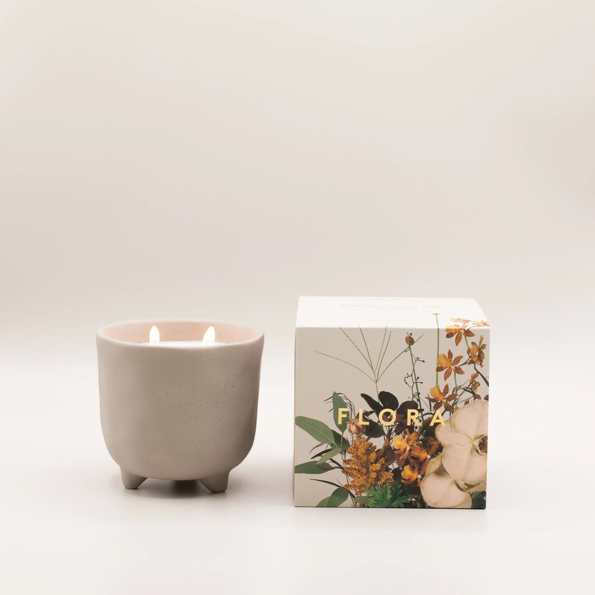 Myrtle & Moss Flora soy candle in pebble grey ceramic pot