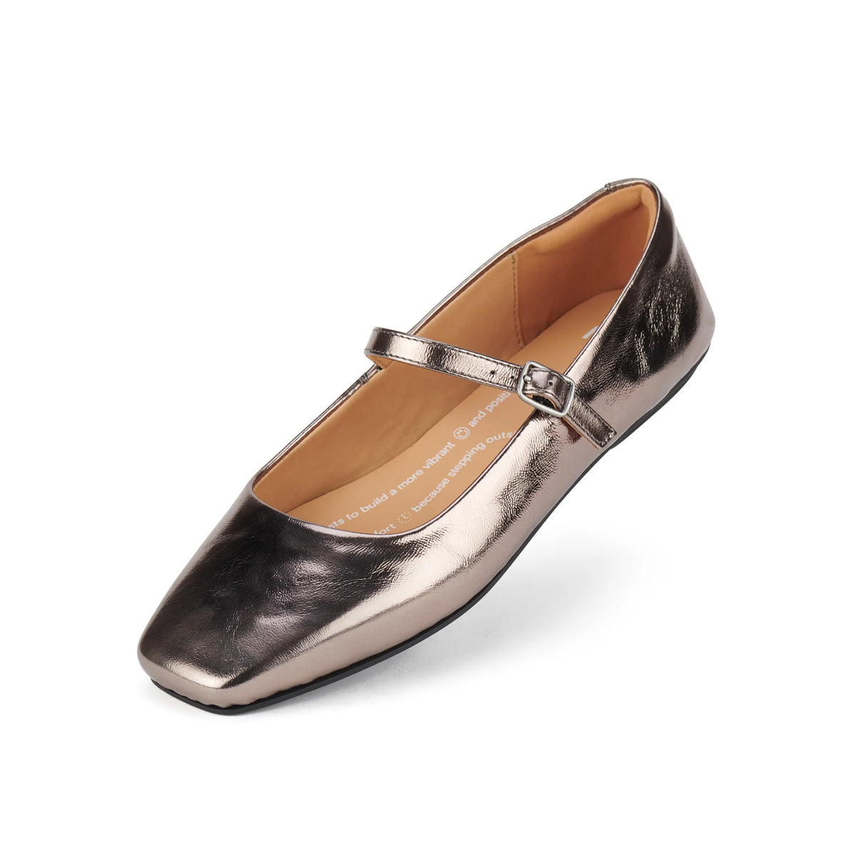 Rollie Nation - Ballet MJ Square Toe Pewter Patent — front view flat lay