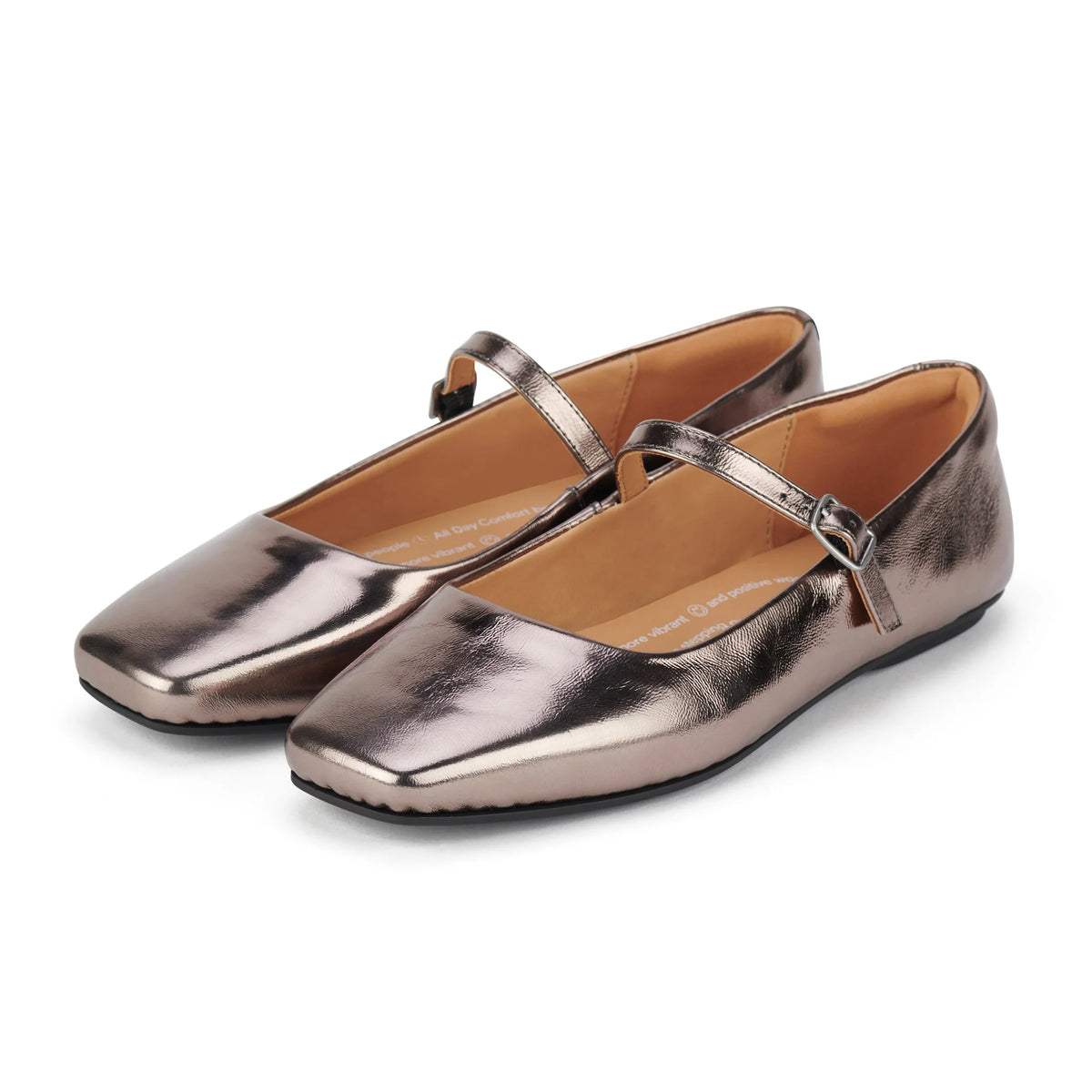 Rollie Nation - Ballet MJ Square Toe Pewter Patent — front view flat lay