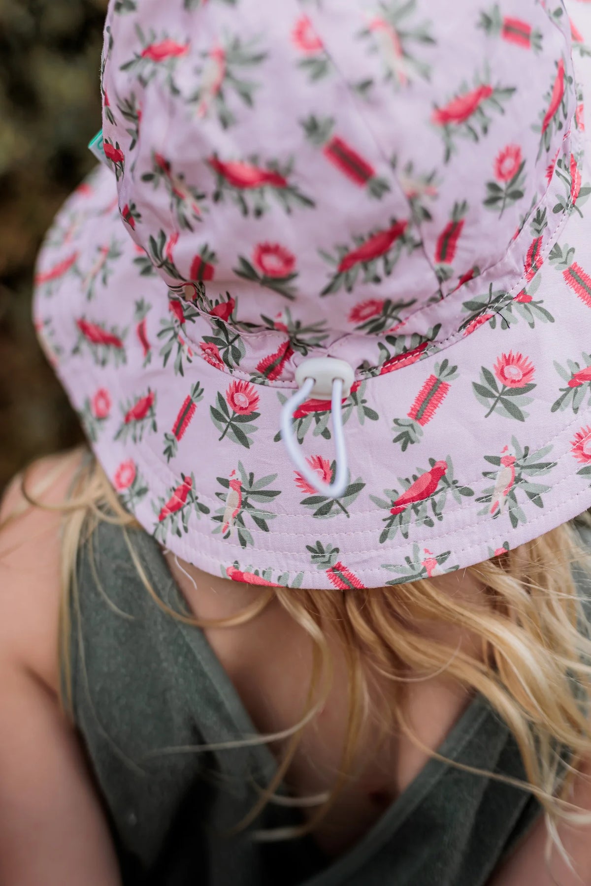 Acorn Banksia Wide Brim Hat - side view on model
