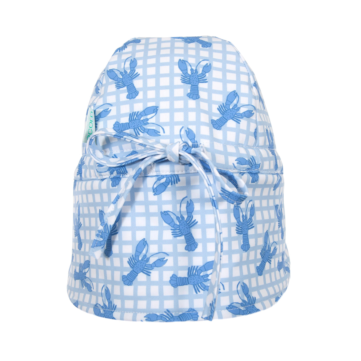 Acorn Blue Lobsters Swim Flap Cap - back flap detail