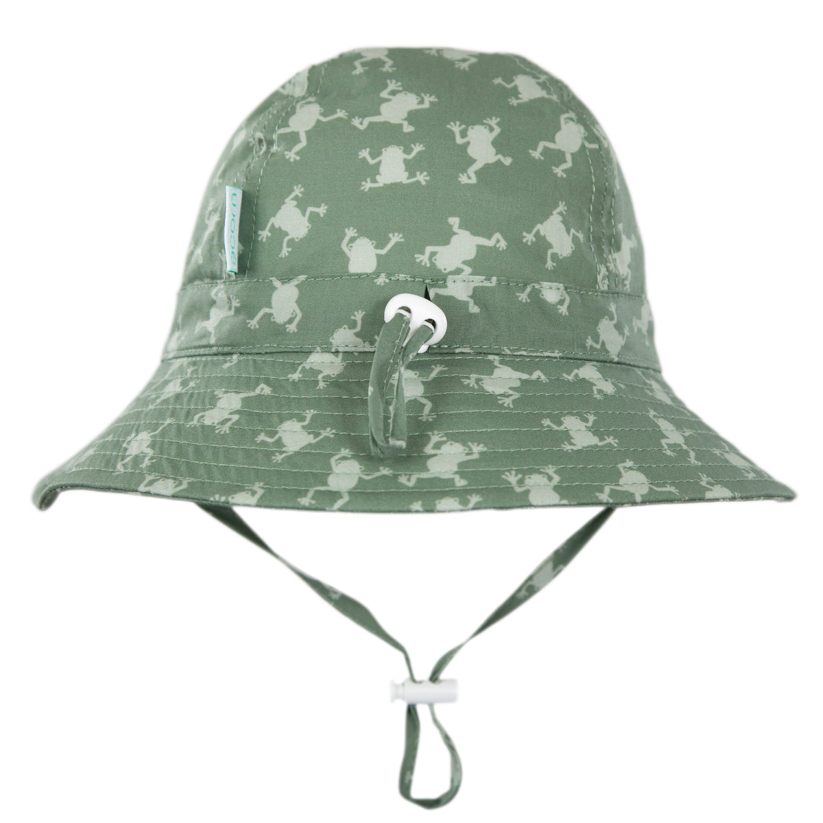 Acorn Baby Frogs Wide Brim Infant Hat - brim detail close-up