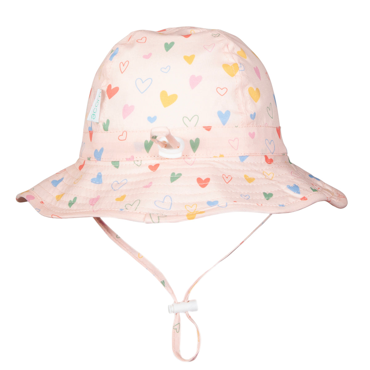 Acorn BABY | Floating Hearts Wide Brim Infant Hat Pink