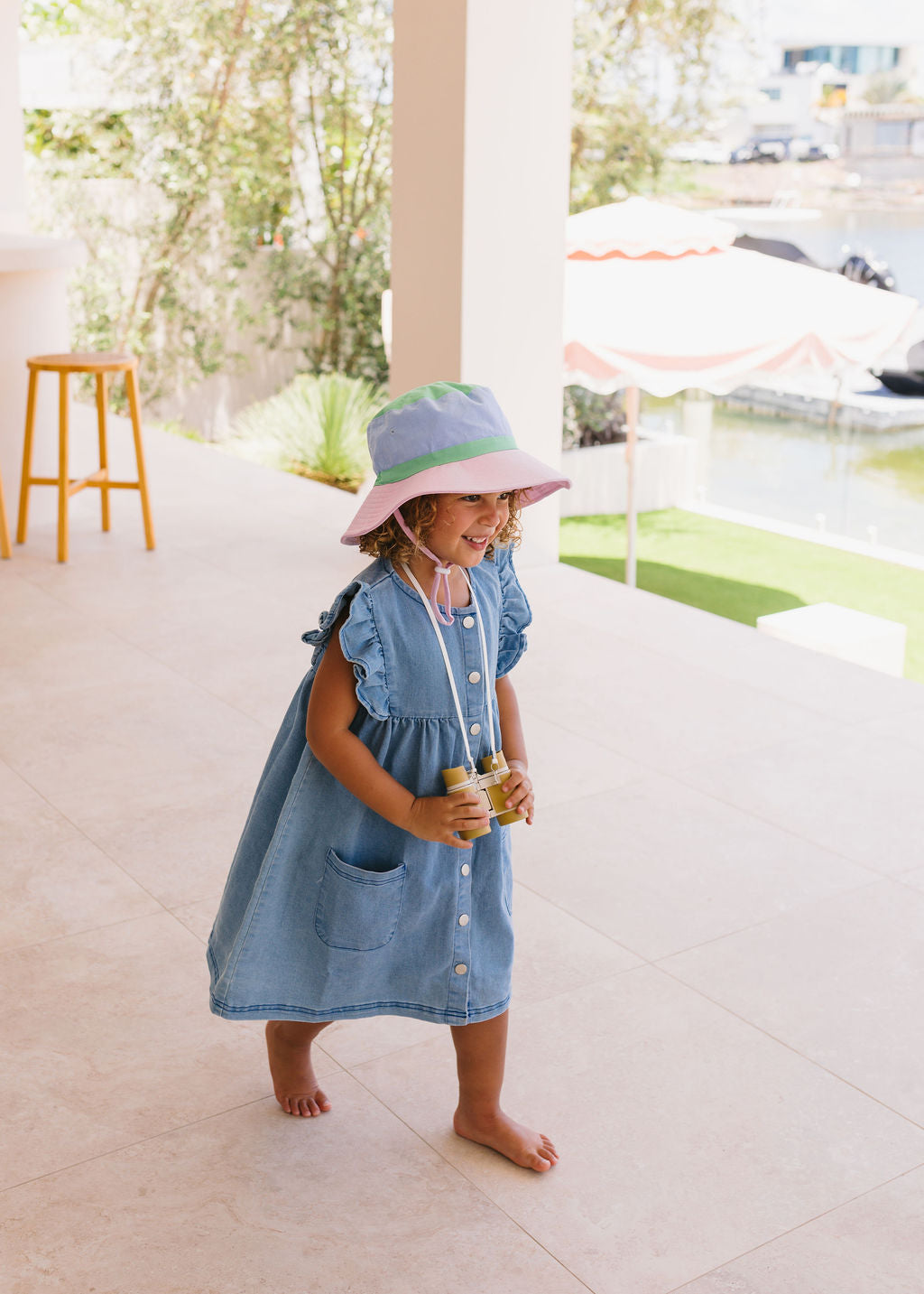 Acorn | Pink Colour Block Wide Brim Bucket Hat