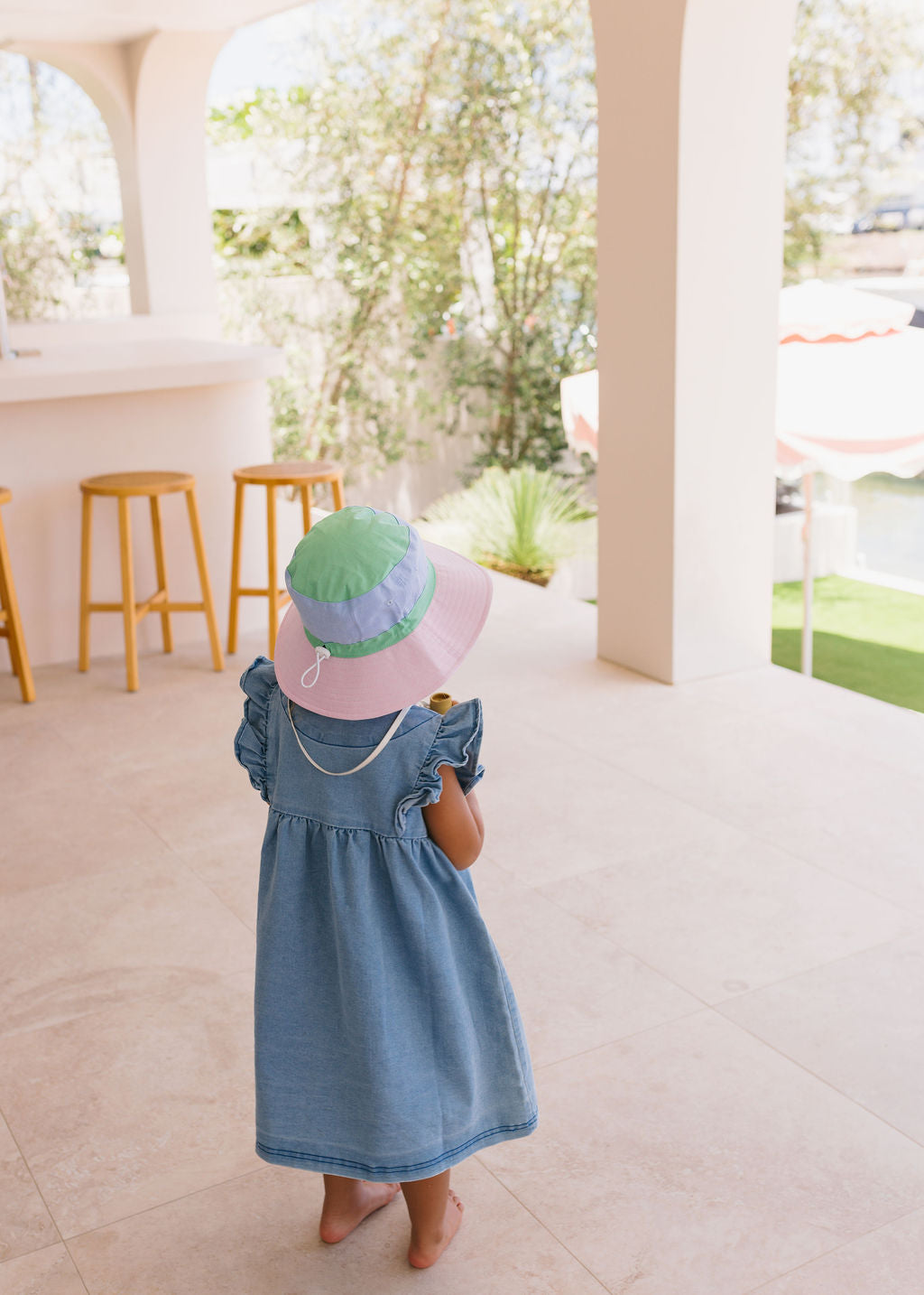 Acorn | Pink Colour Block Wide Brim Bucket Hat