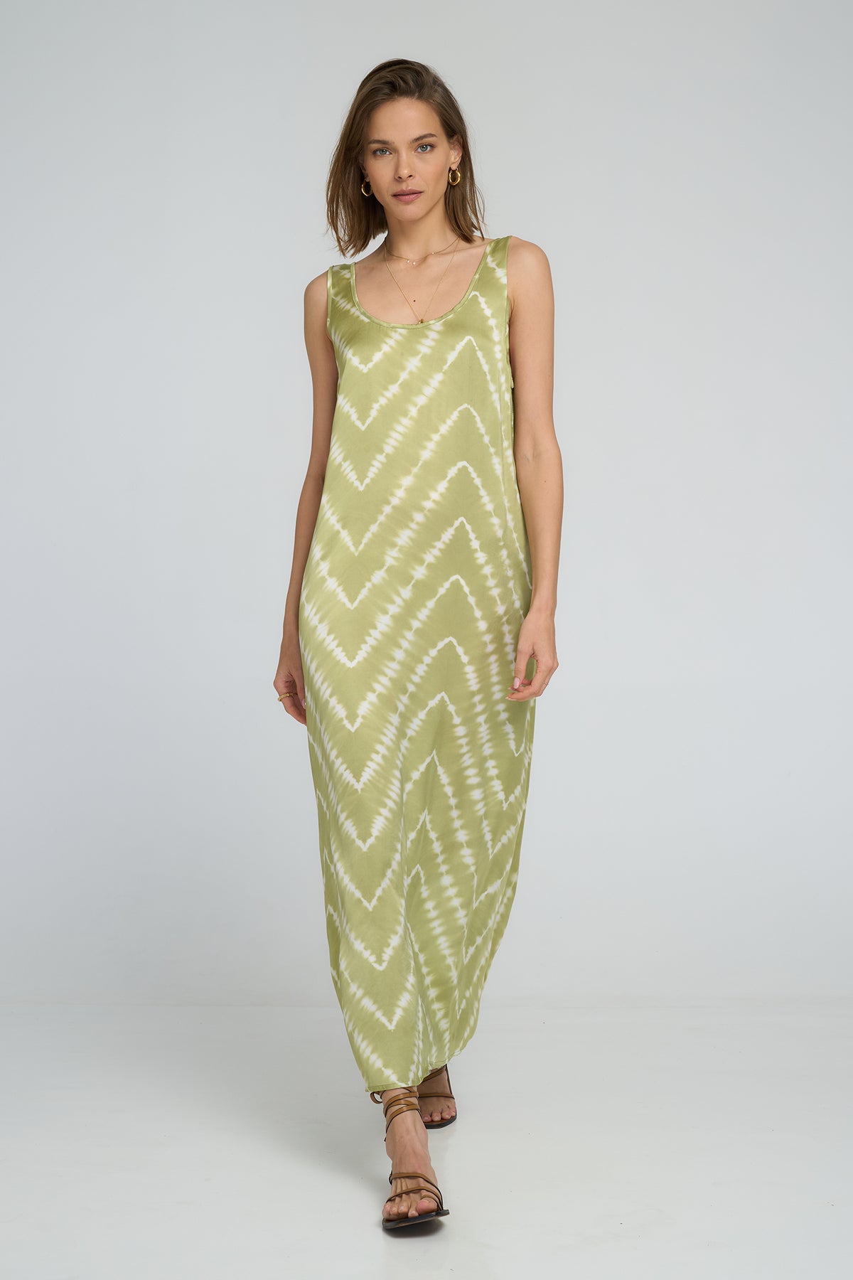 Lilya Safran Maxi Dress Celestial Tie Dye Green Apple - product flatlay