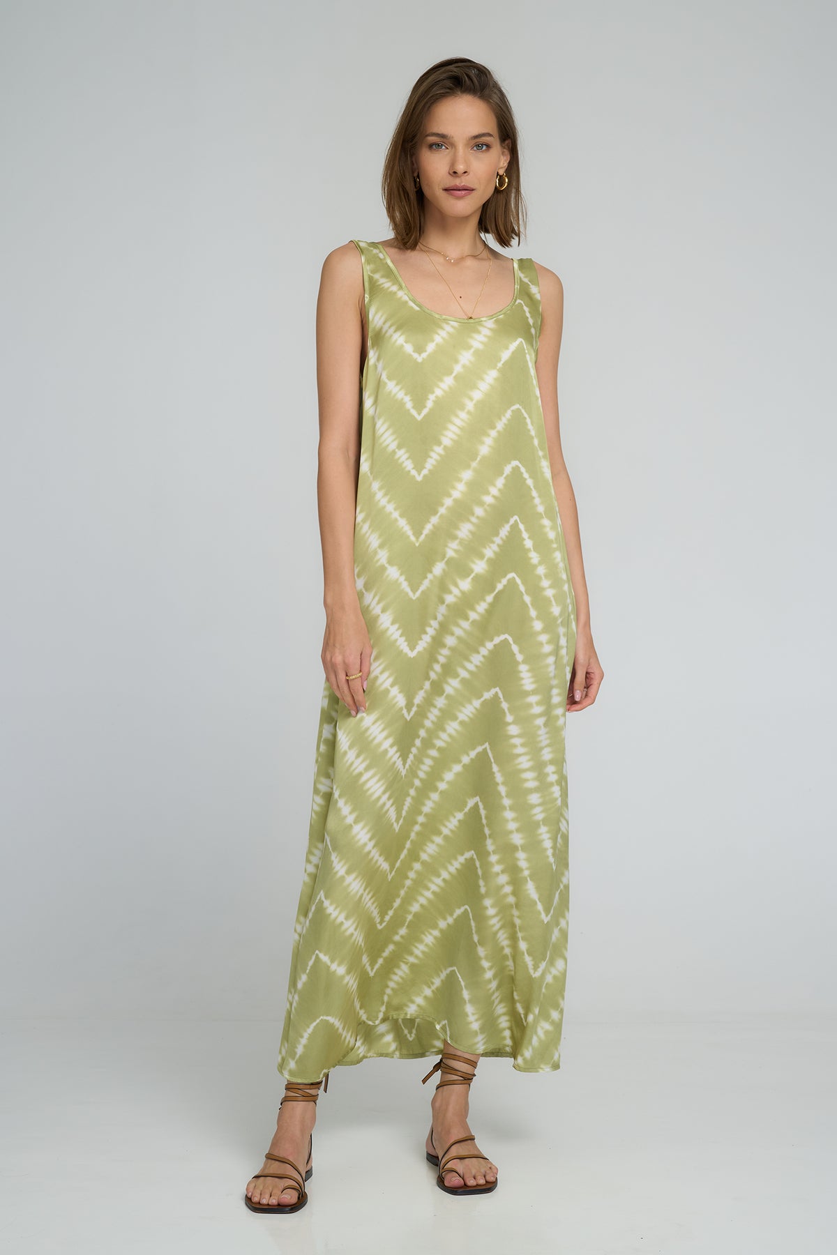 Lilya Safran Maxi Dress Celestial Tie Dye green apple - lifestyle styled