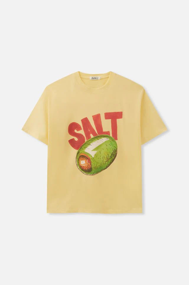 Maku Salt butter tee - SALT graphic front detail