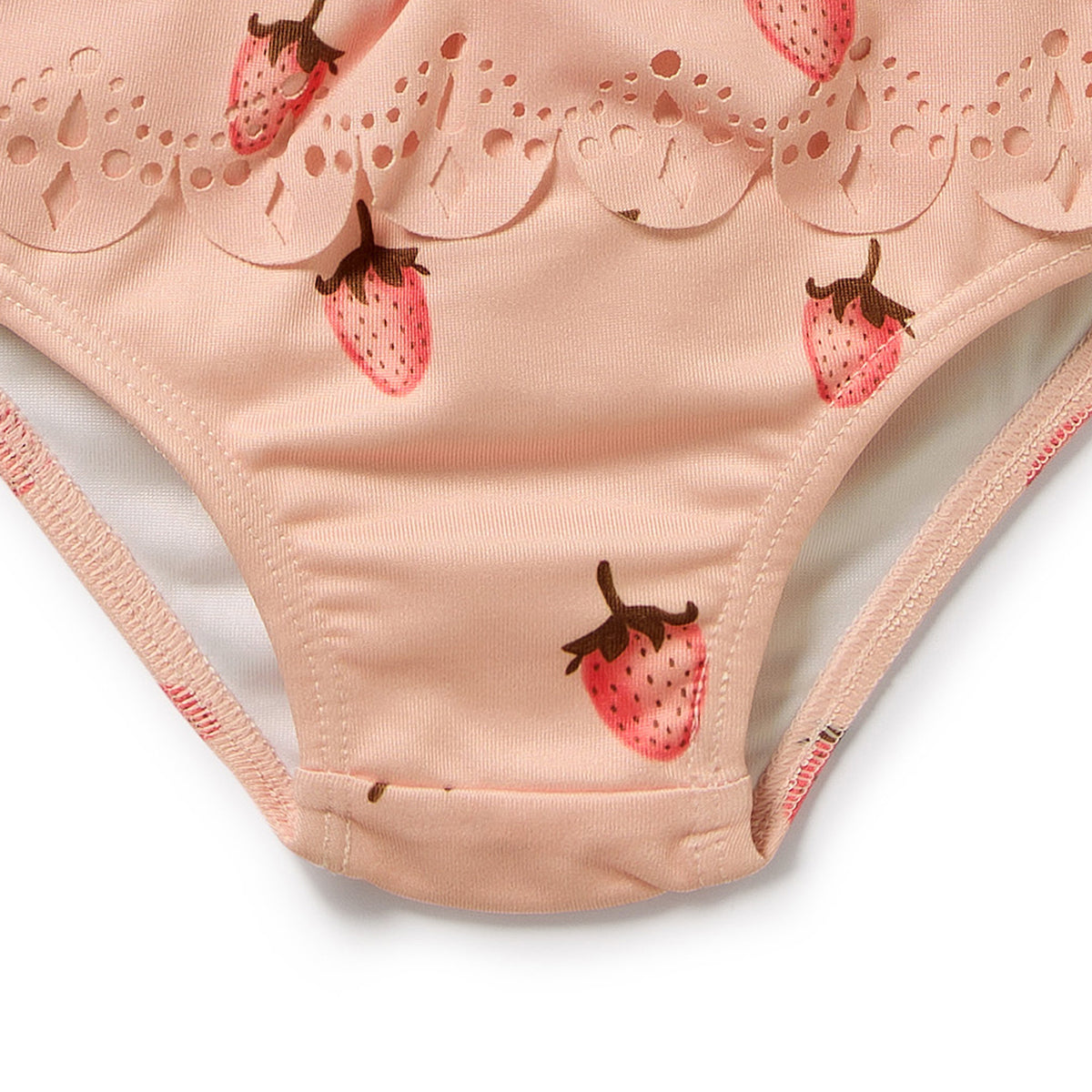 Wilson and Frenchy Strawberry Kisses Cutwork Rashie Swimset - cutwork detail
