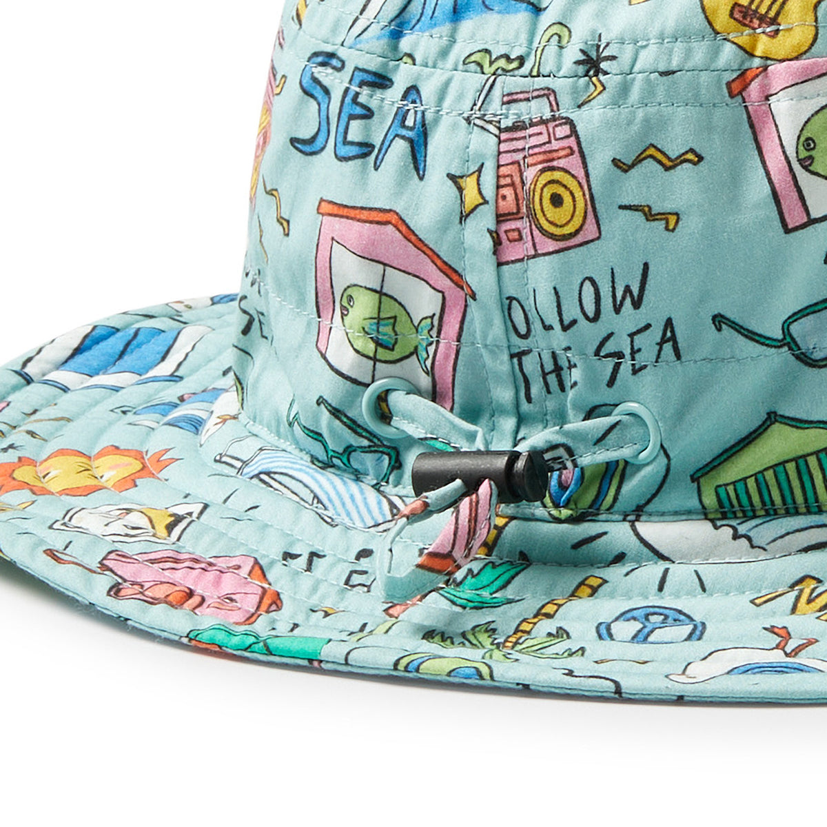 Wilson and Frenchy Sun Sea and Surf Sun Hat - print detail close-up
