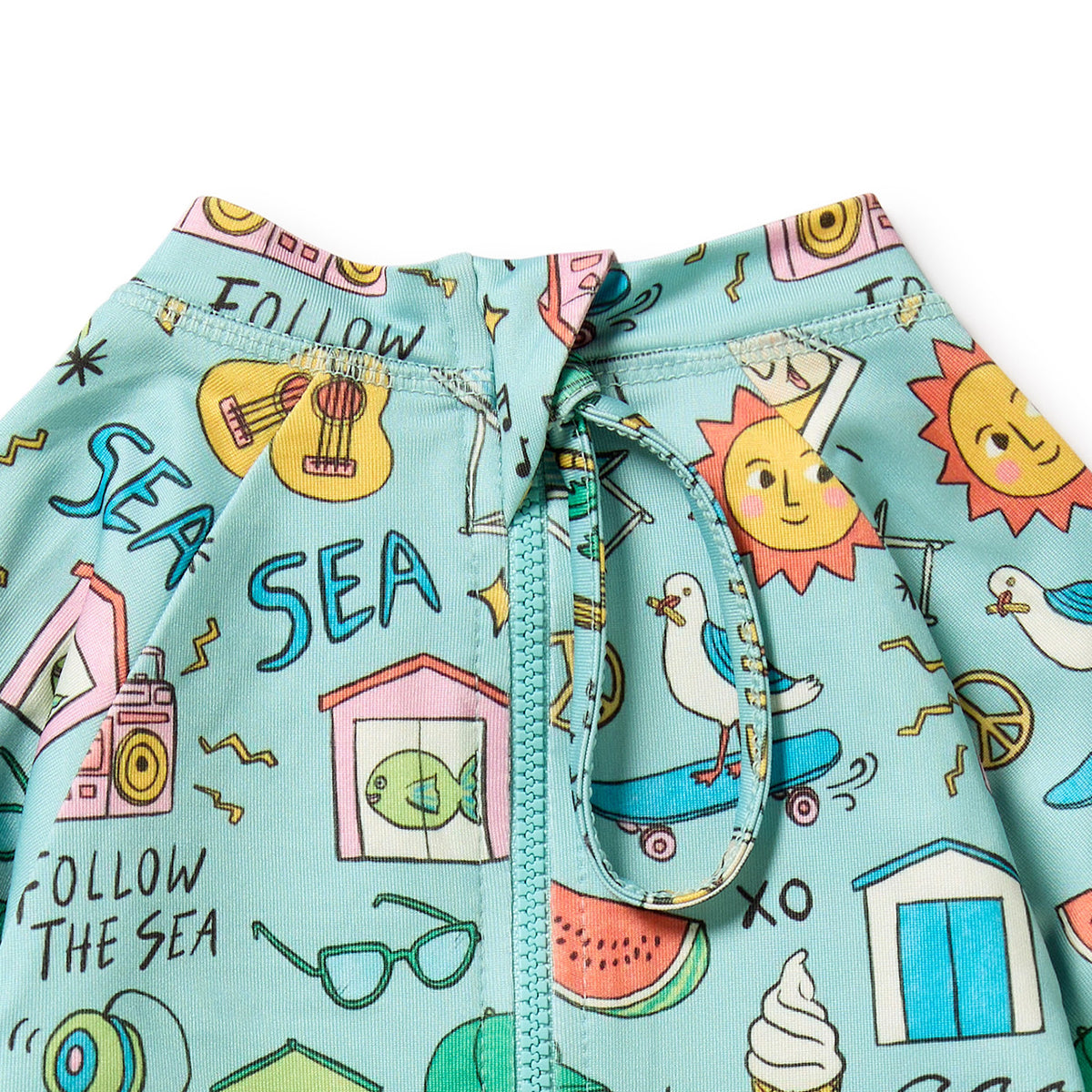 Wilson and Frenchy Sun Surf and Sea One Piece Boyleg Swimsuit - print detail