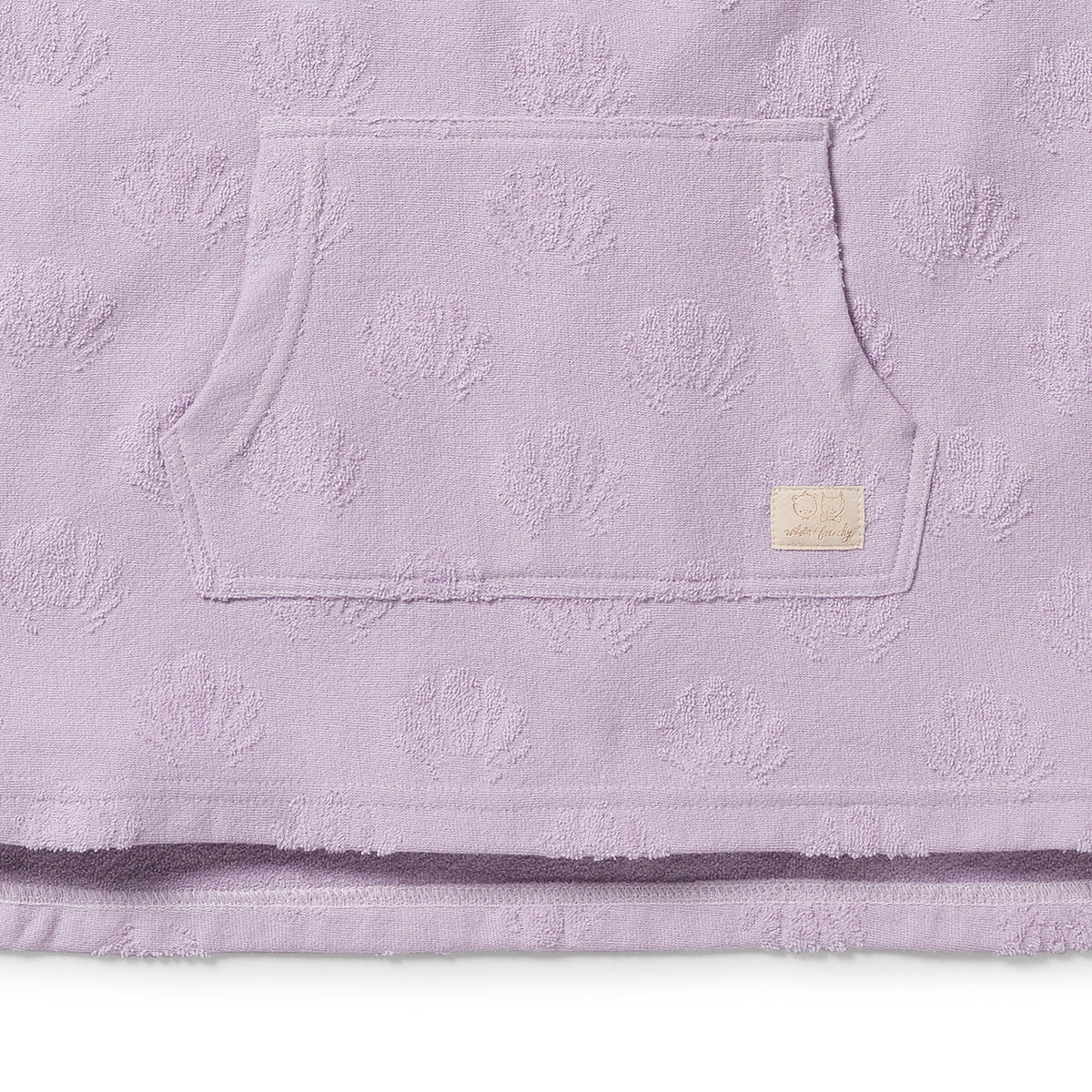 Wilson and Frenchy Lavender Shells Organic Terry Hooded Poncho - shell print detail