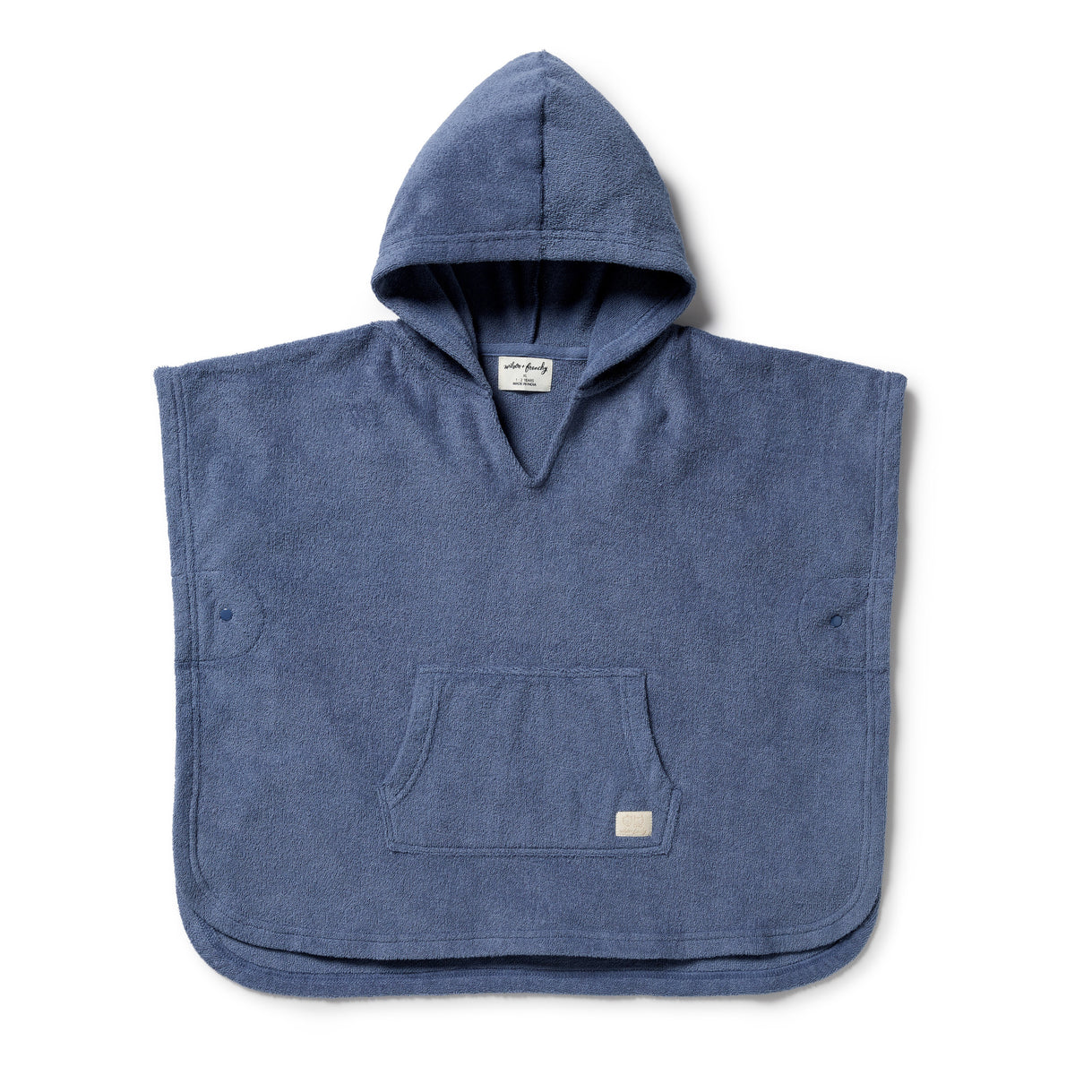 Wilson and Frenchy Deep Blue Organic Terry Hooded Poncho - product flatlay