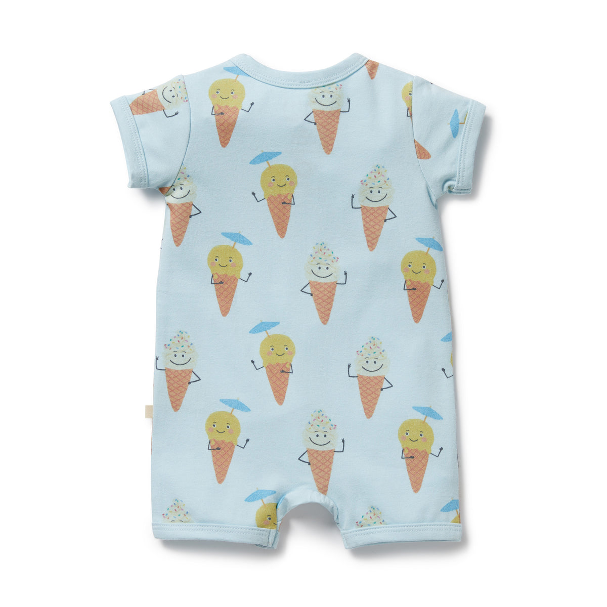 Wilson and Frenchy Frosty Friends Organic Boyleg Zipsuit - print detail close-up