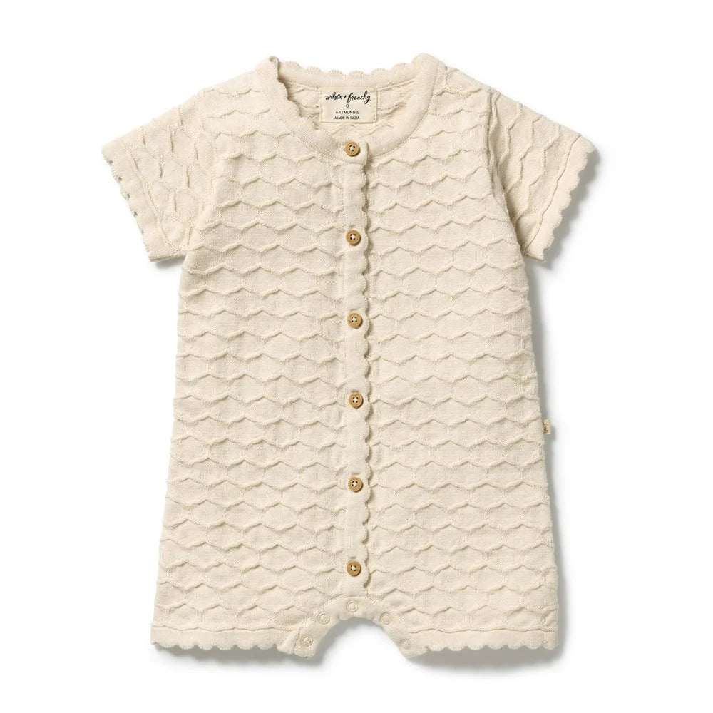 Wilson & Frenchy Milk Cloud organic knitted chevron growsuit