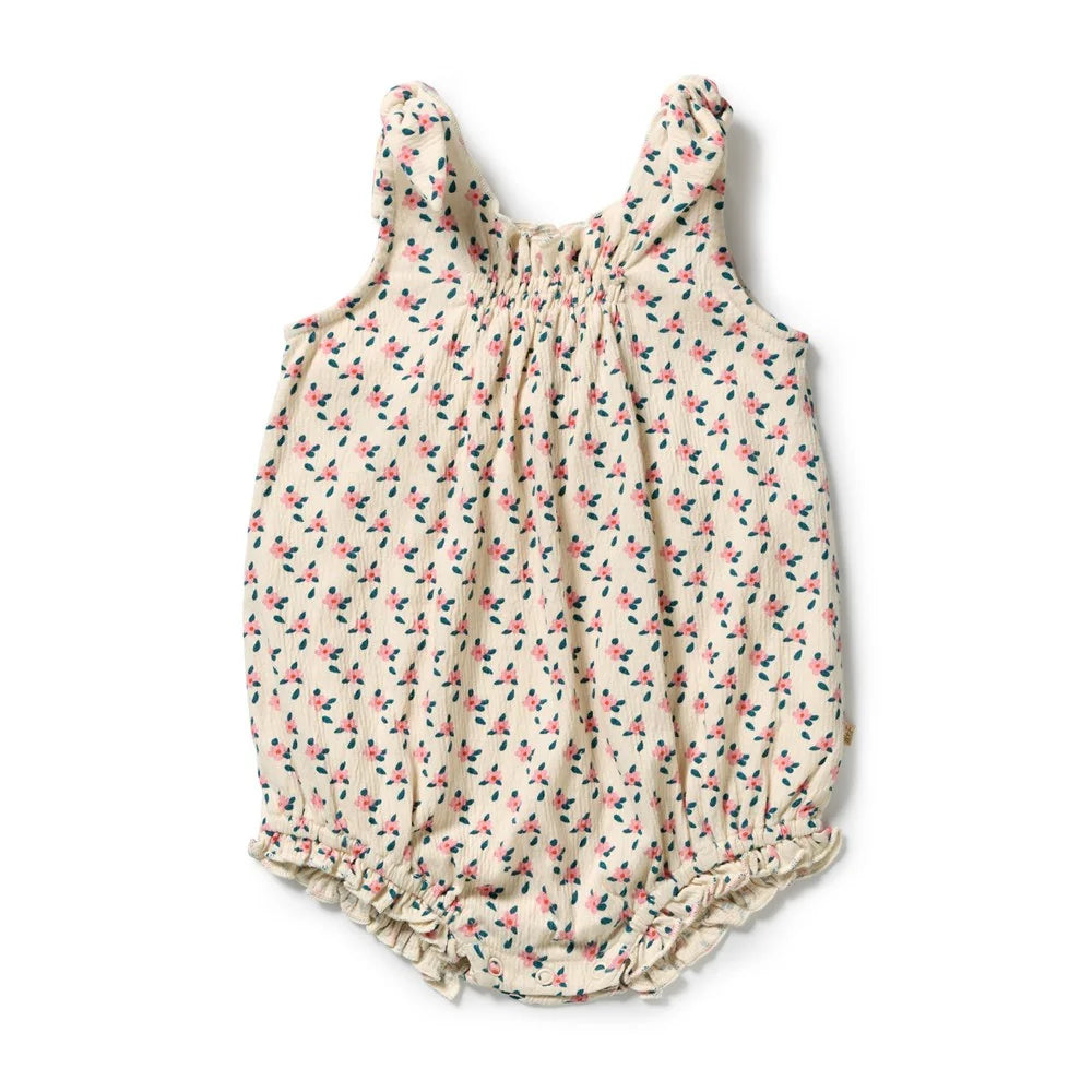 Wilson & Frenchy Little Blossom organic crinkle tie playsuit