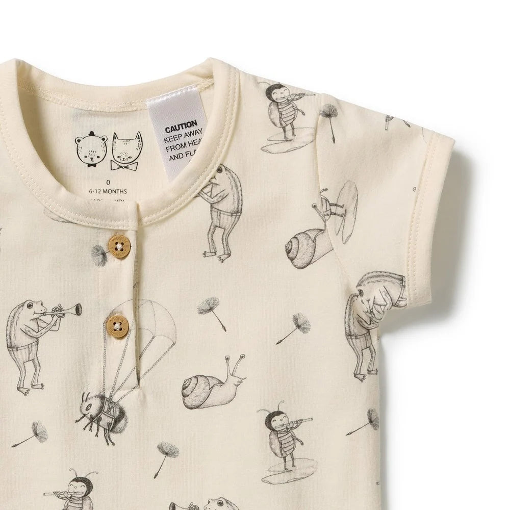 Wilson & Frenchy Whispering Willows organic henley bodysuit, view 2