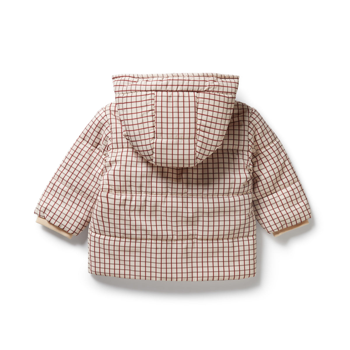 Wilson and Frenchy Amber Check Puffer Jacket - zip detail close-up