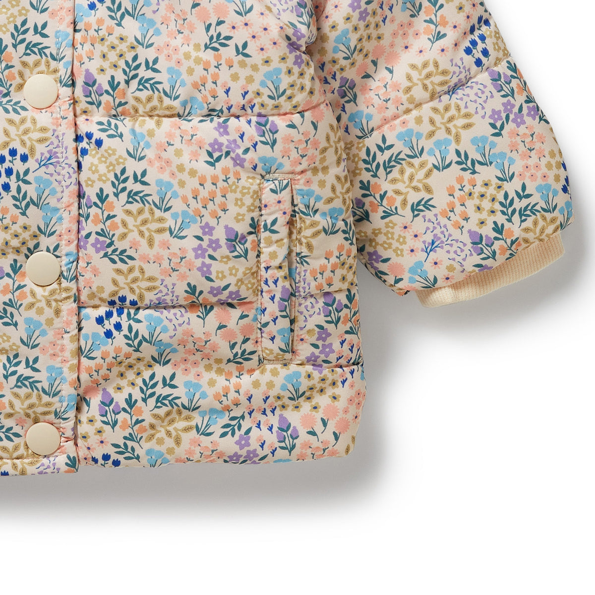 Wilson and Frenchy Tiny Bloom Puffer Jacket - floral print detail