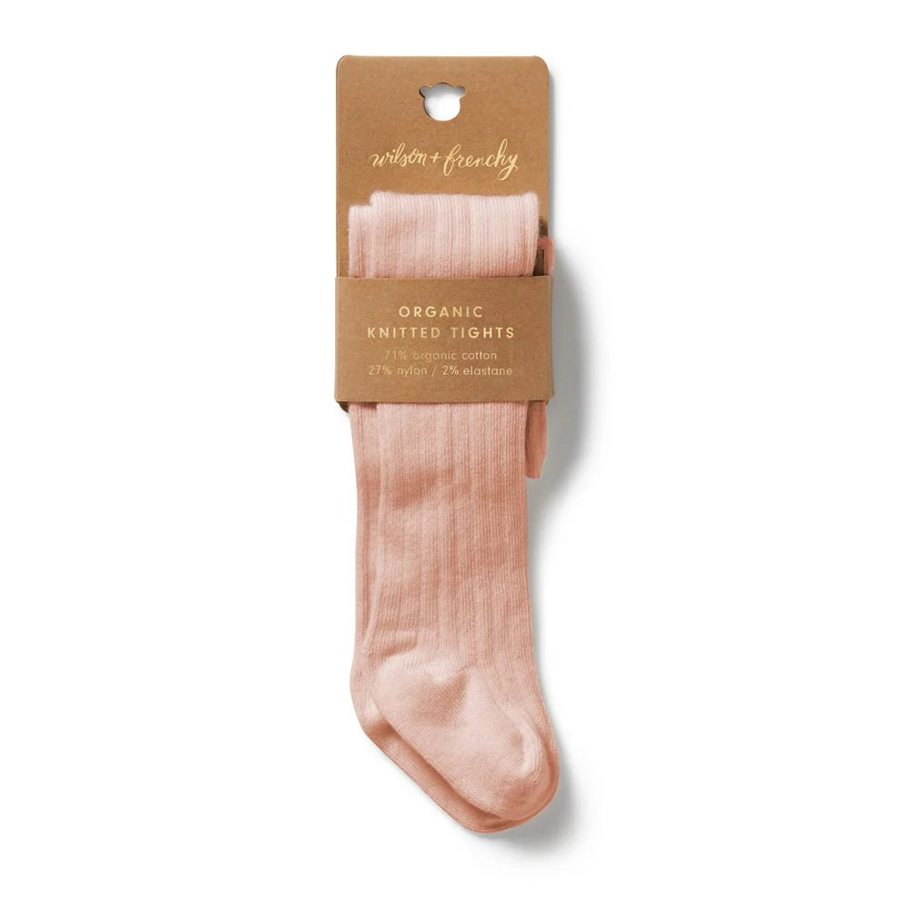 Wilson and Frenchy Pink Organic Ribbed Tights - product flatlay