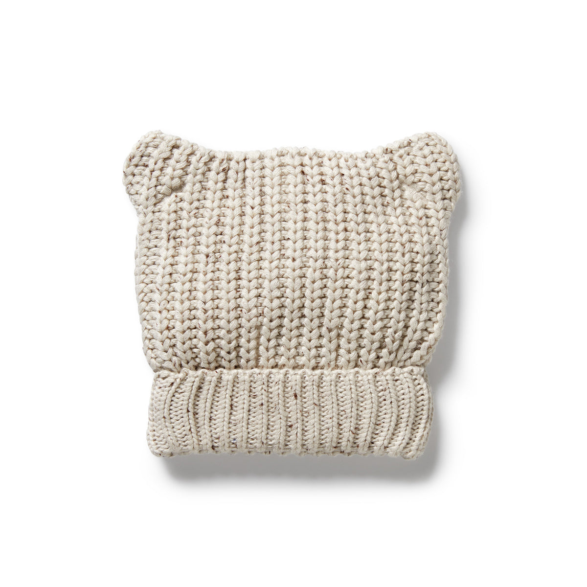 Wilson and Frenchy Cookie and Cream Organic Knitted Bear Hat - knit detail close-up