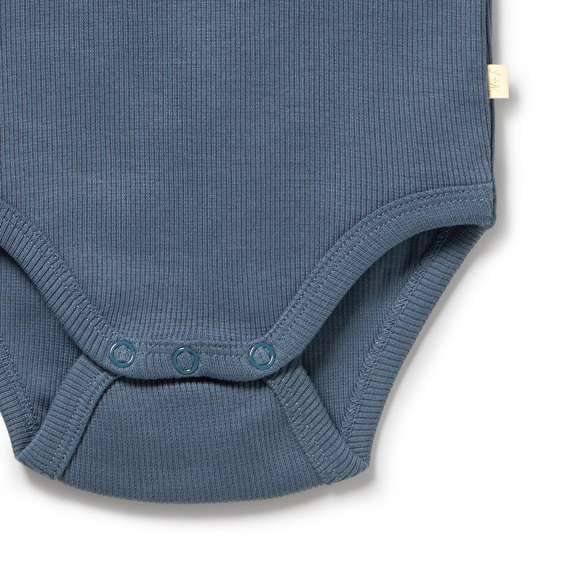 Wilson and Frenchy Twilight Blue Organic Rib Long Sleeved Bodysuit - lifestyle styled