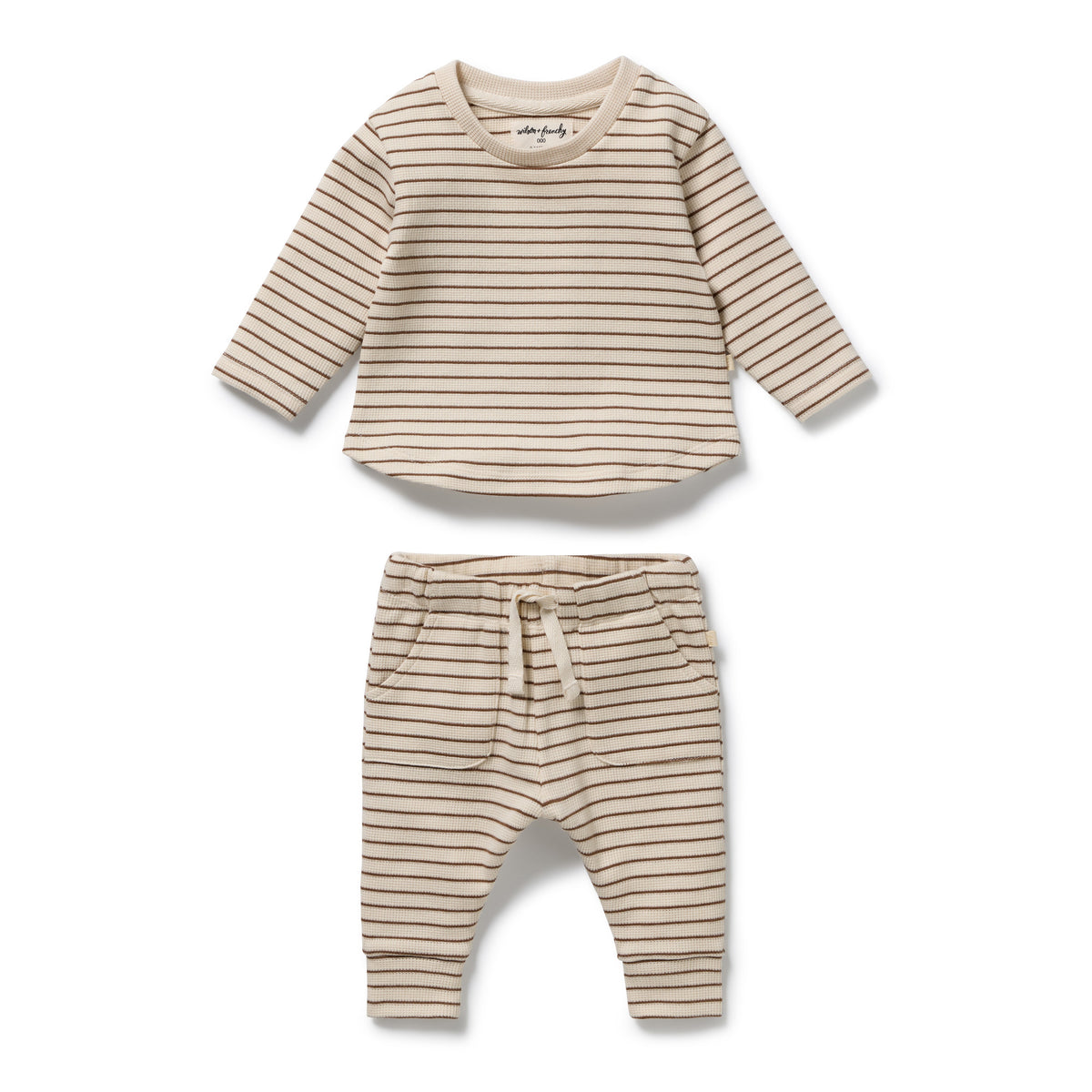 Wilson and Frenchy Nutmeg Stripe Organic Waffle Set - product flatlay