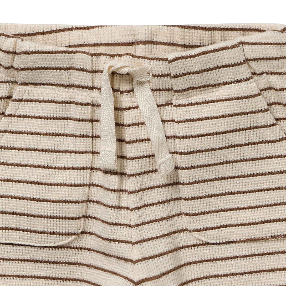 Wilson and Frenchy Nutmeg Stripe Organic Waffle Set - waffle texture detail