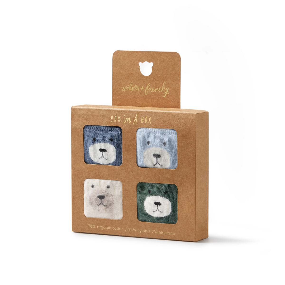 Wilson and Frenchy Blue Organic 4 Pack Baby Socks - socks on baby feet