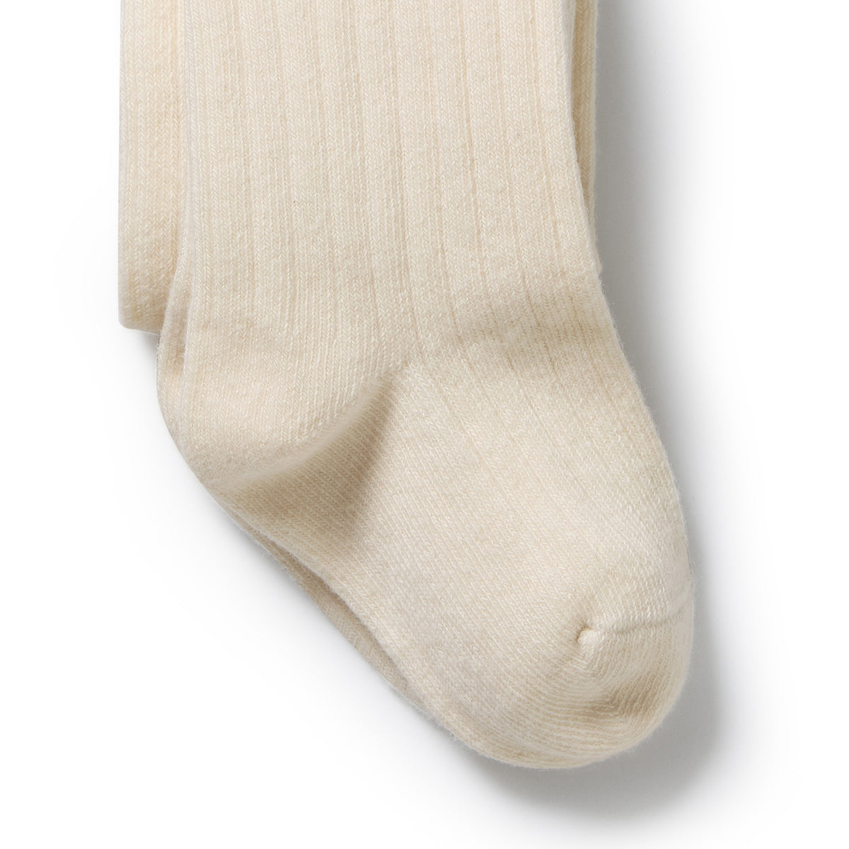 Wilson and Frenchy Buttermilk Organic Ribbed Tights - baby wearing tights