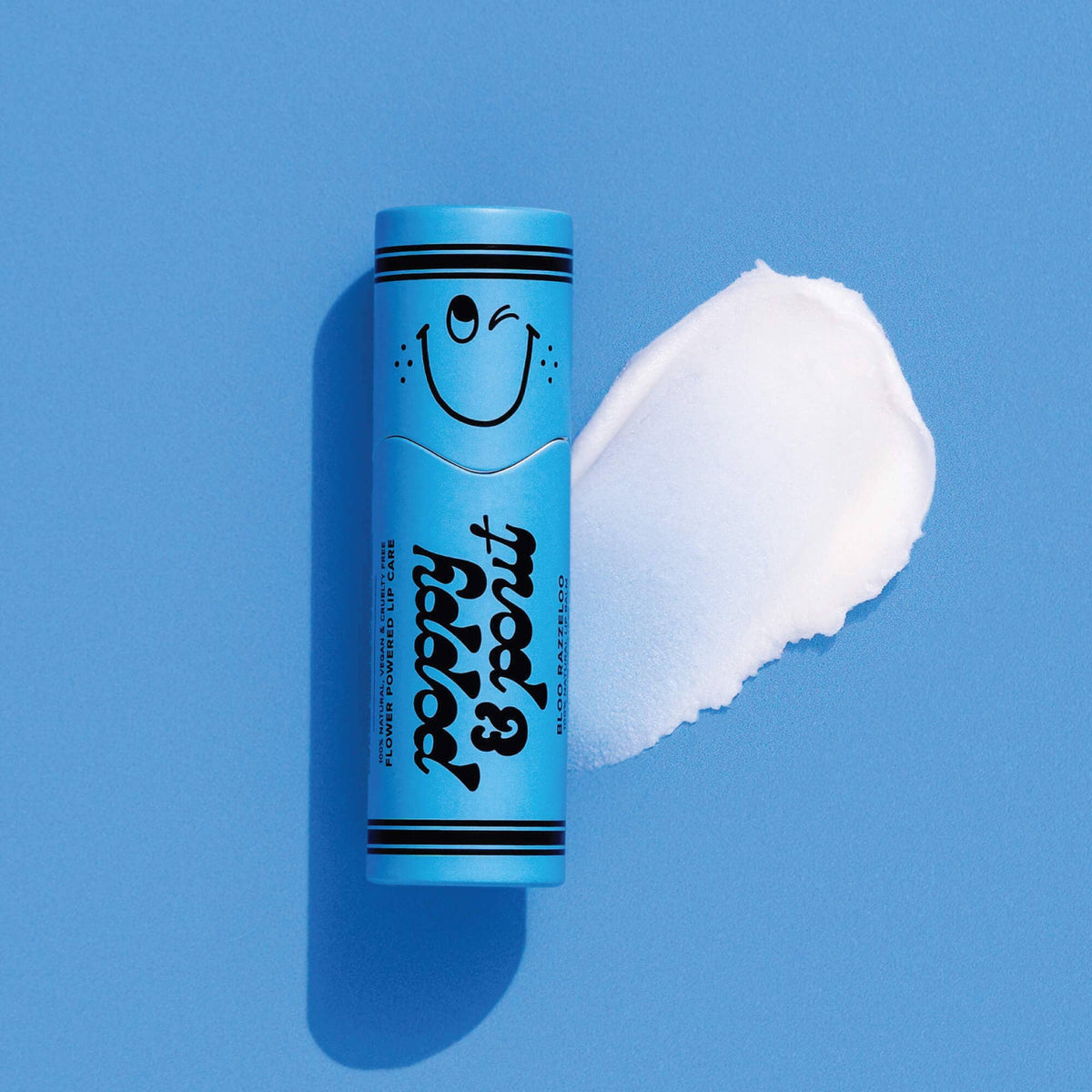 Poppy and Pout Lil Poppies Bloo Razzeloo Lip Balm - product flatlay