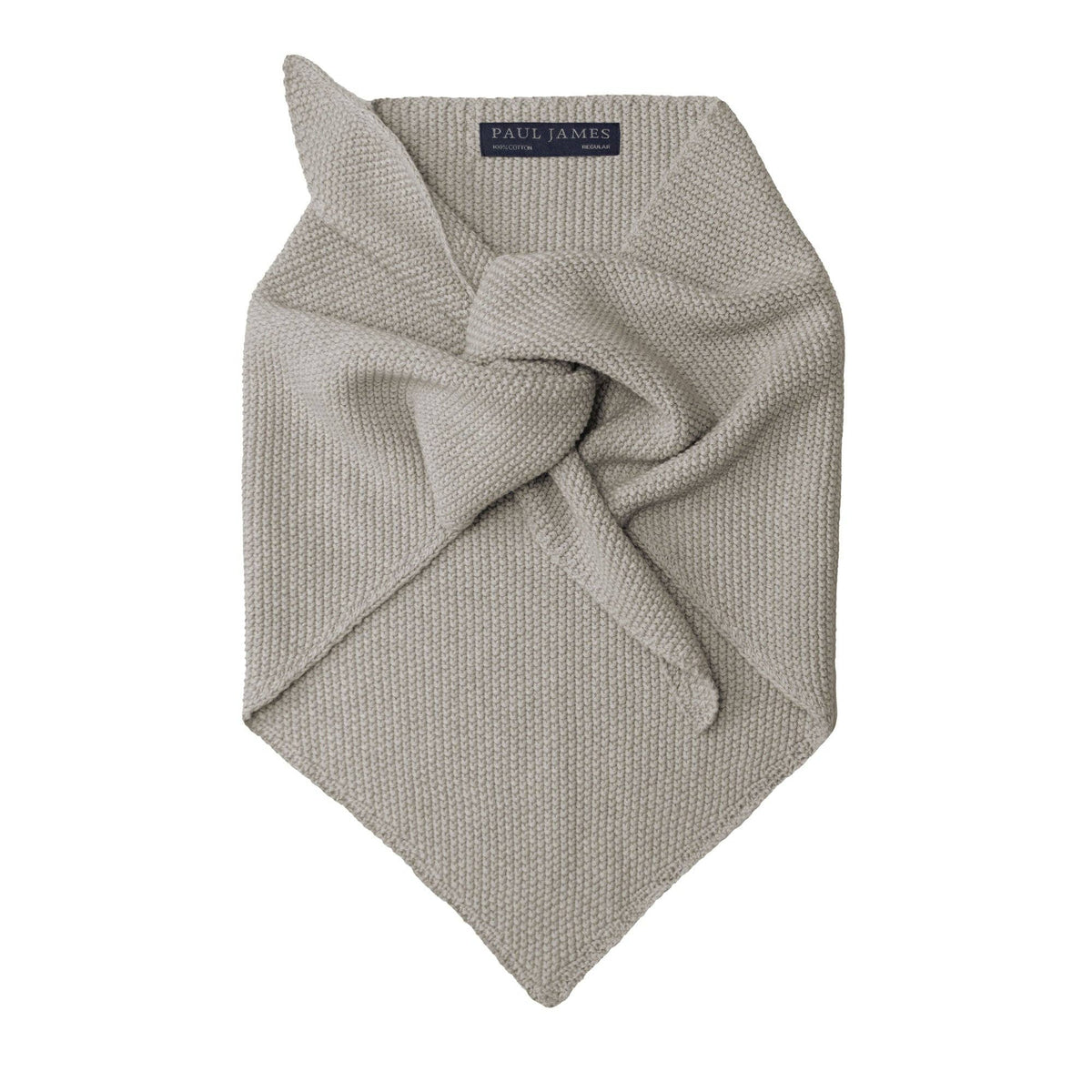 Paul James Knitwear - Cotton Textured Neckerchief- Oatmeal — back view flat lay