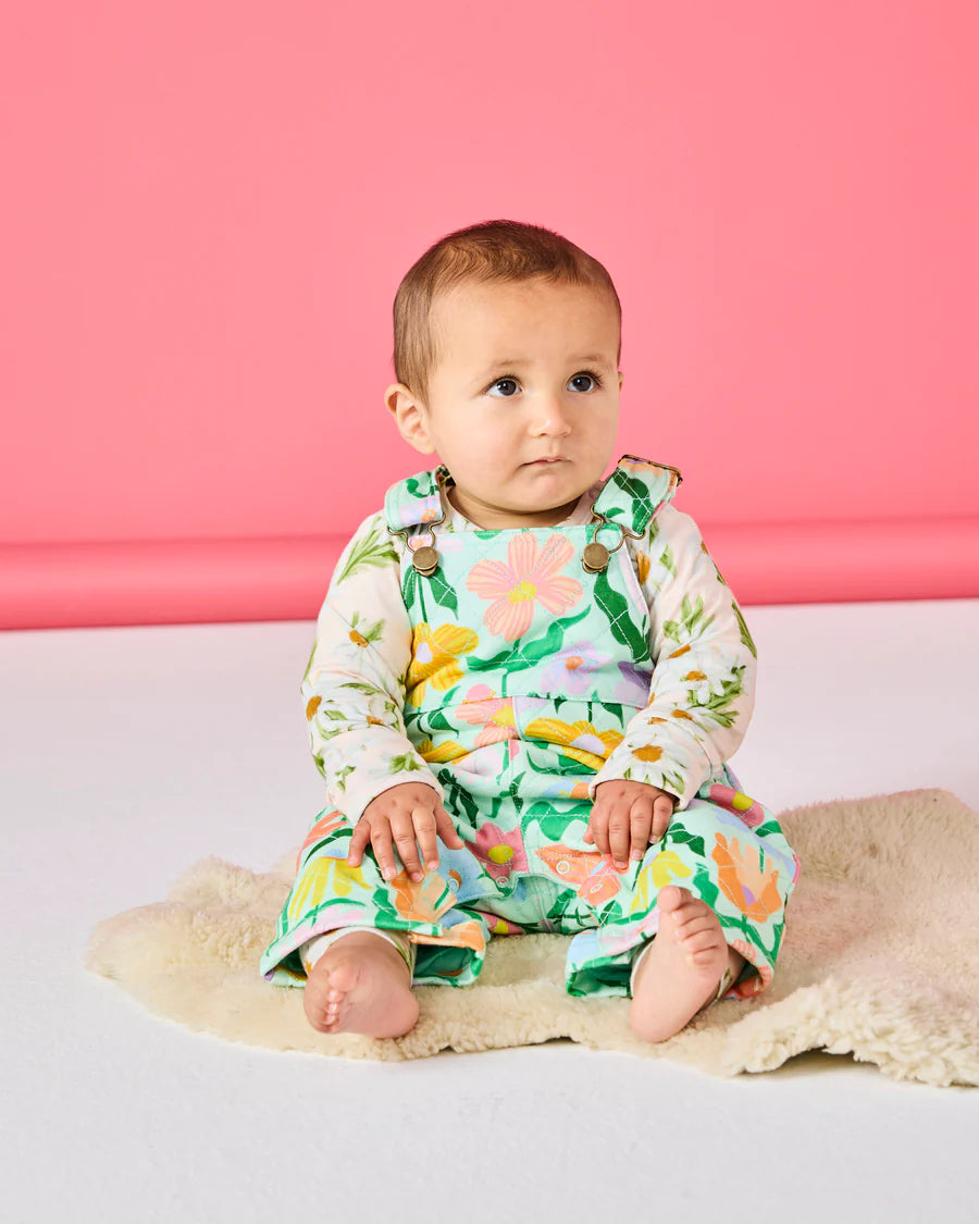 Kip and Co Popping Flowers baby overalls - quilted floral detail