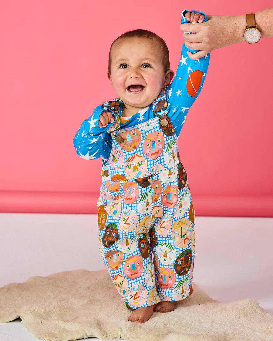 Kip and Co Cheer Up quilted overalls - baby wearing lifestyle