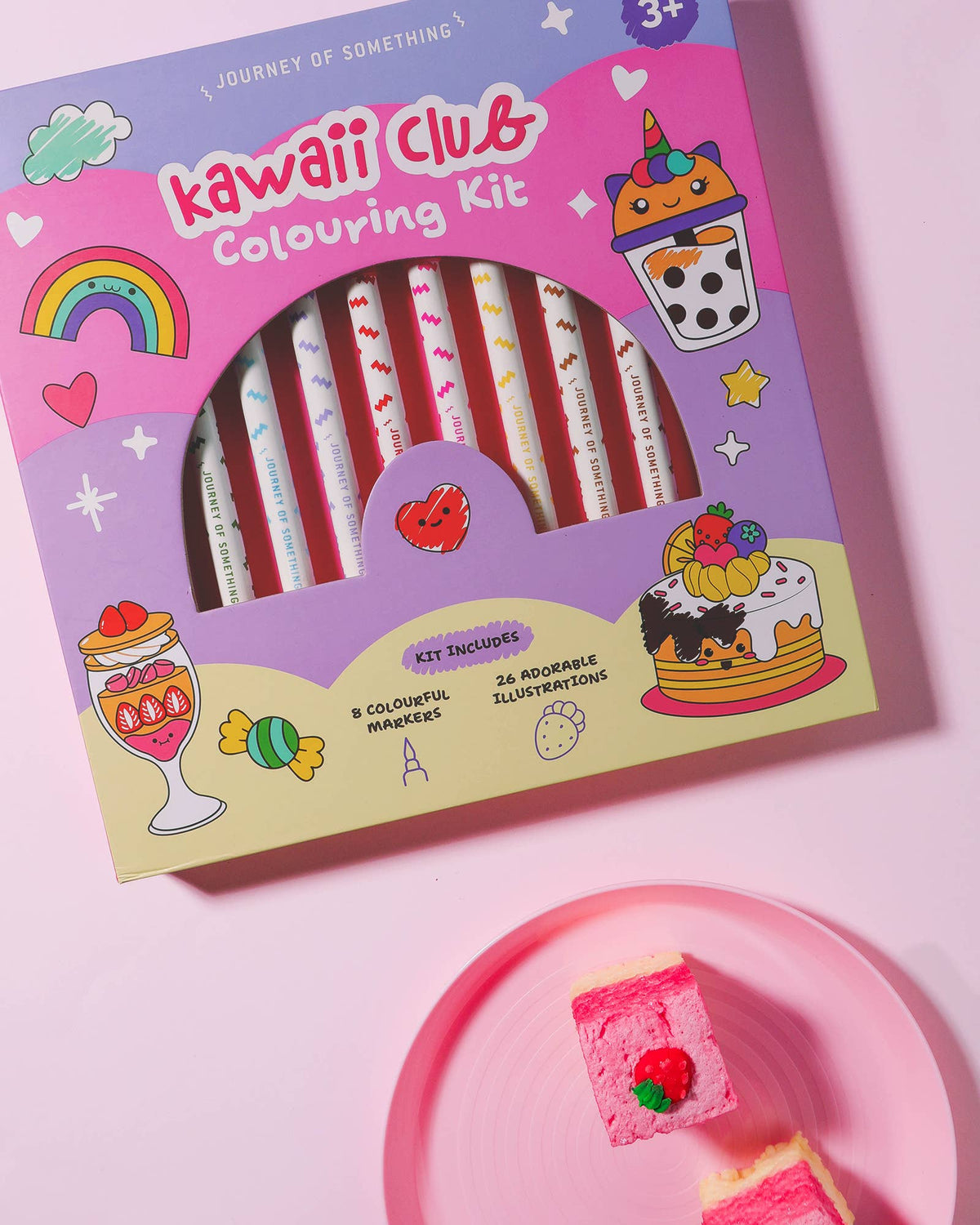 Journey Of Something - Kawaii Club Colouring Kit — back view flat lay
