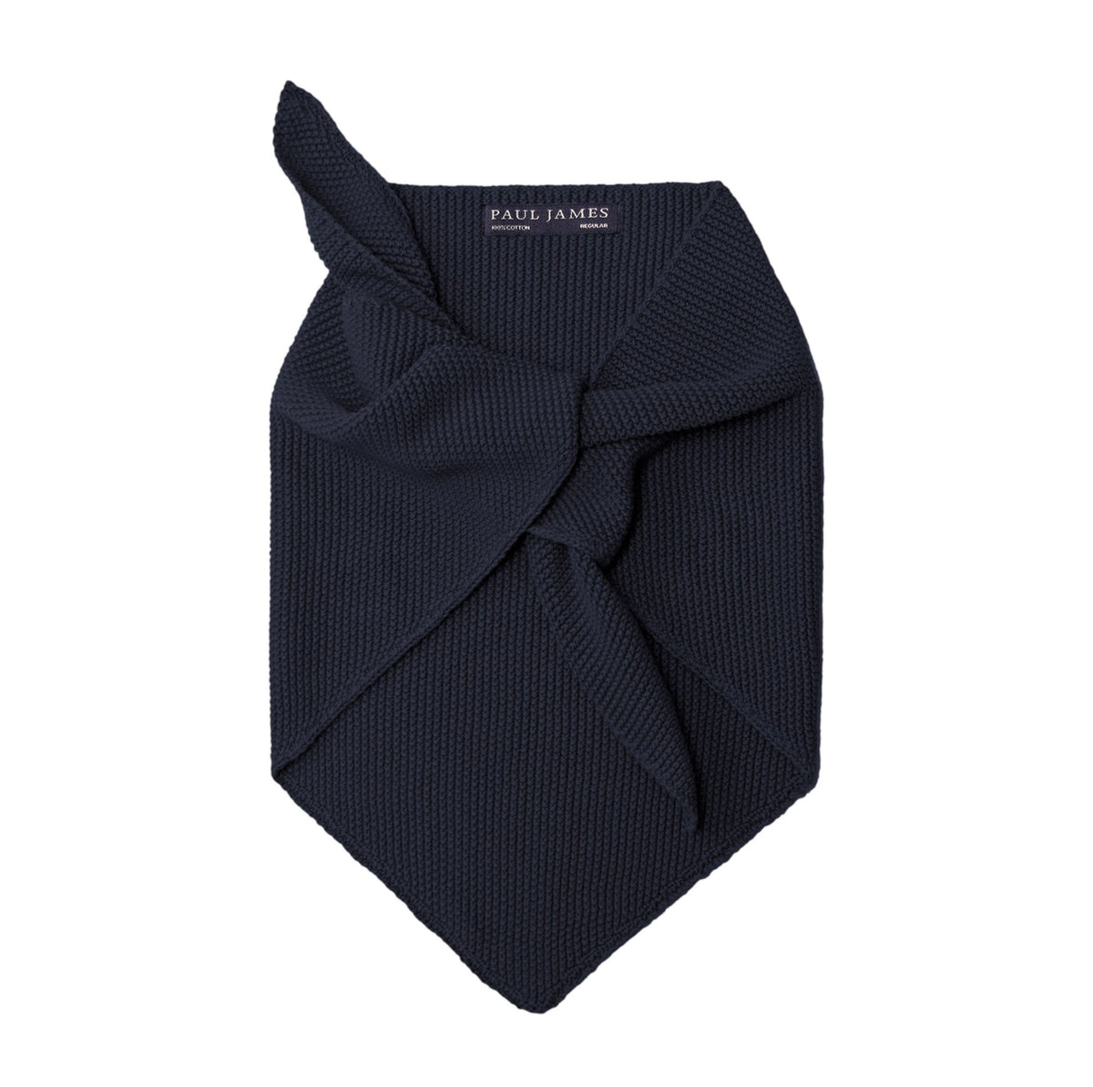 Paul James Knitwear - Cotton Textured Neckerchief- Navy — close-up detail