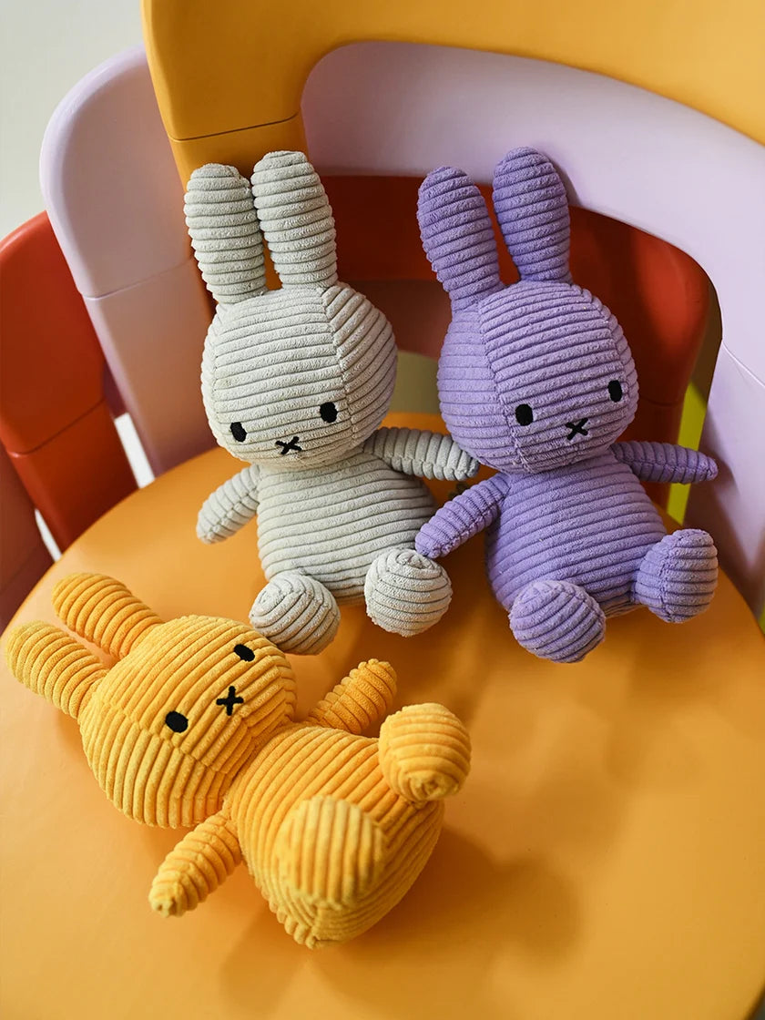 Miffy ECO Corduroy Lilac 23cm stuffed rabbit - front view