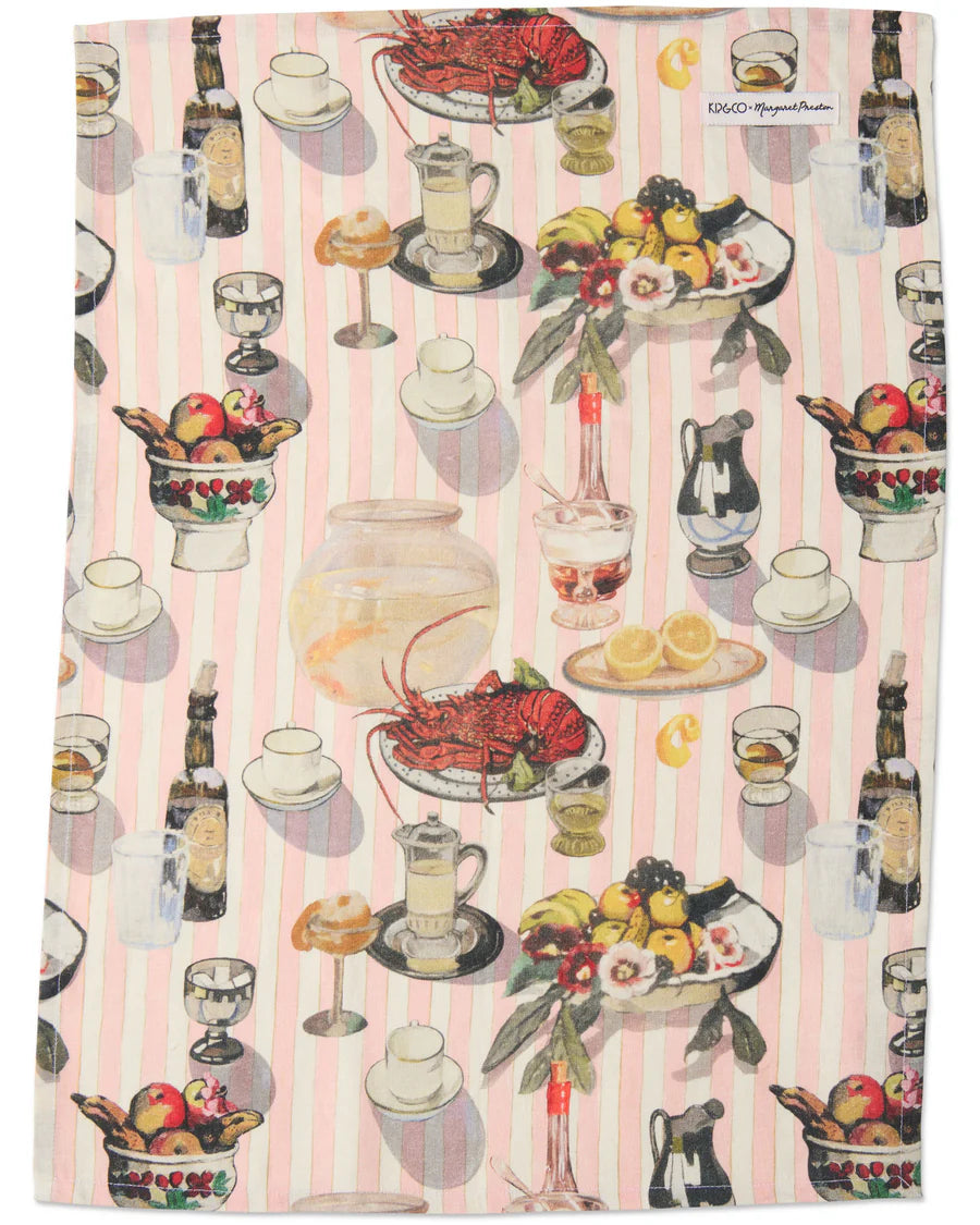 Kip and Co x Margaret Preston Still Life Linen Tea Towel - product flatlay