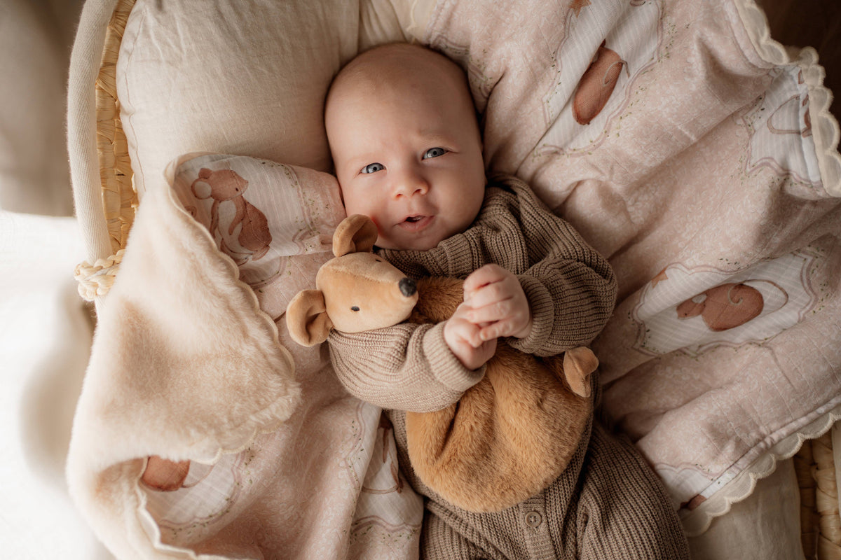 Pop Ya Tot - Squeaky the Sweet Comforter Toy — styled lifestyle shot