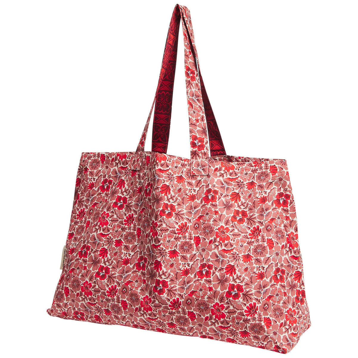 Sage x Clare  |Magnolia Reversible Cotton Tote Bag - Poppy