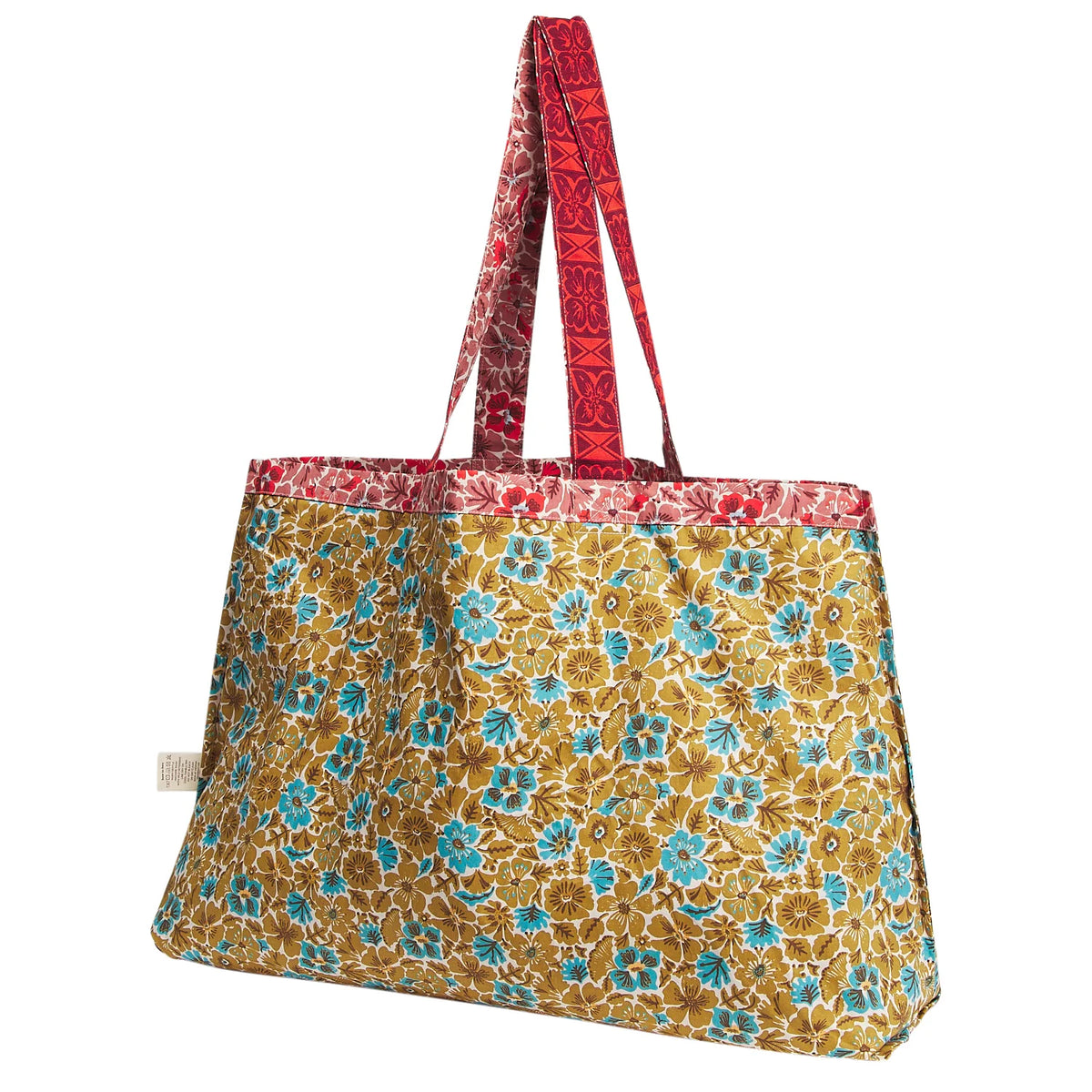 Sage x Clare  |Magnolia Reversible Cotton Tote Bag - Poppy