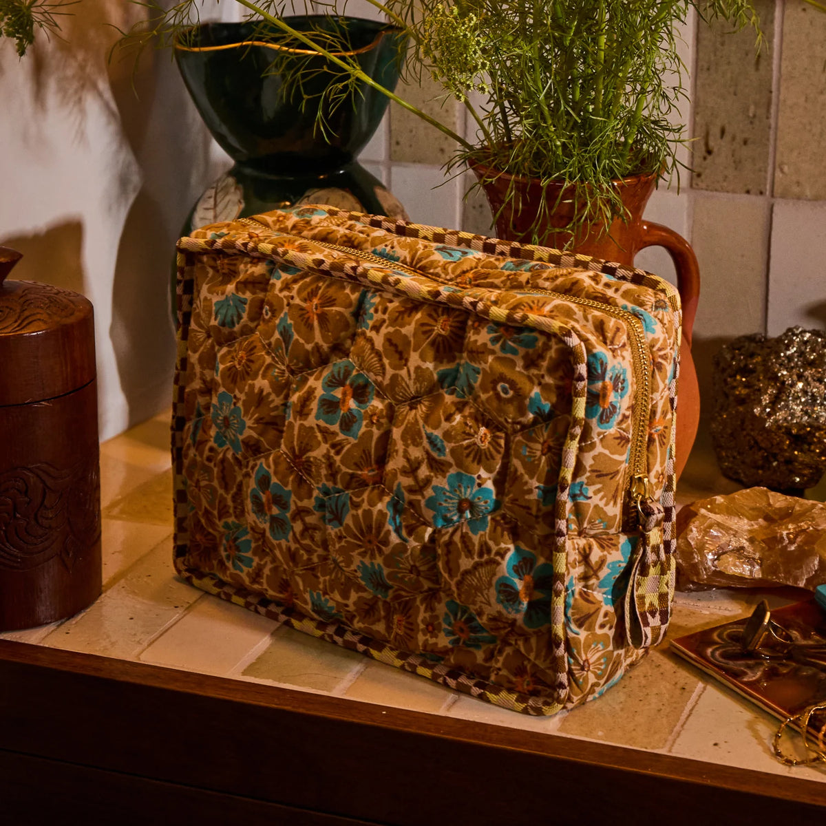Sage x Clare | Magnolia Vanity  Bag - Turquoise