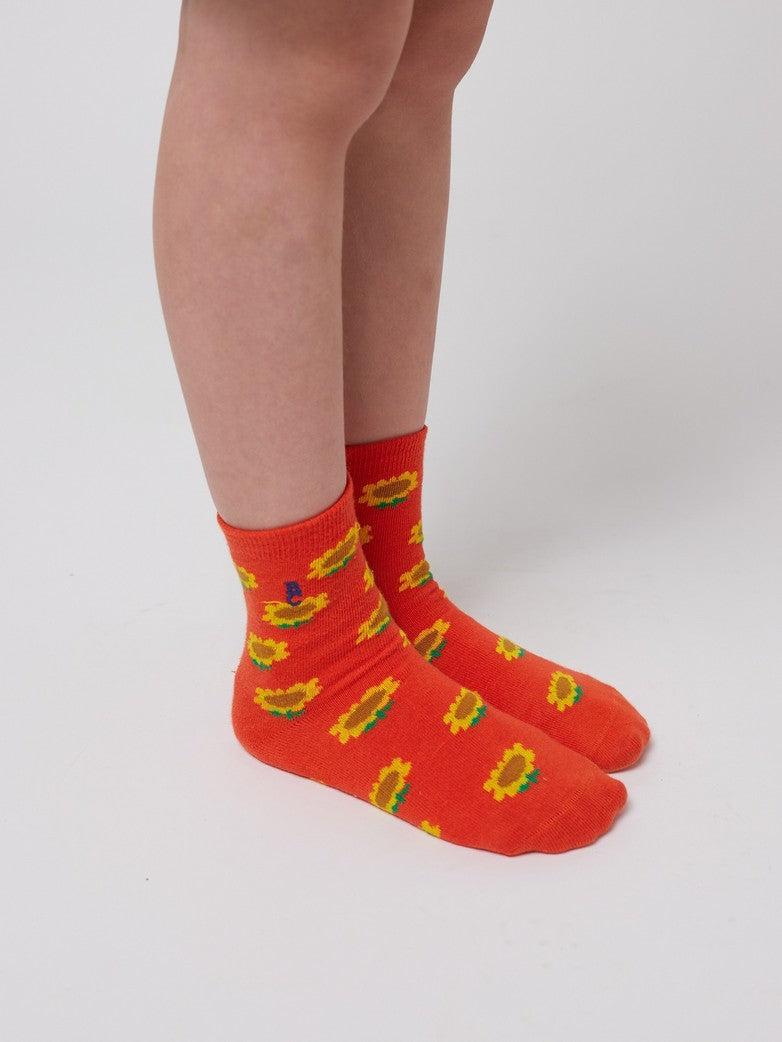 Bobo Choses - Sunflower all over short socks SS25 — product detail shot