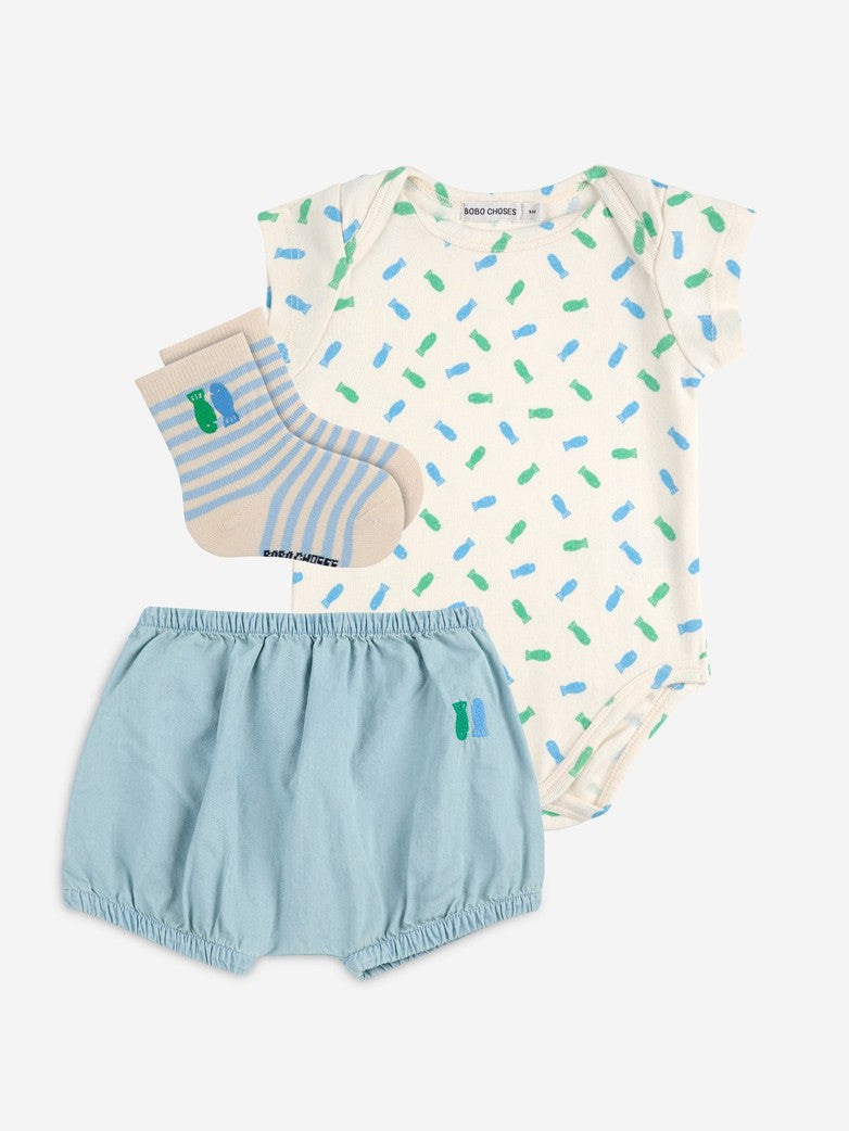 Bobo Choses BABY - Lucky Fish gift set — front view flat lay